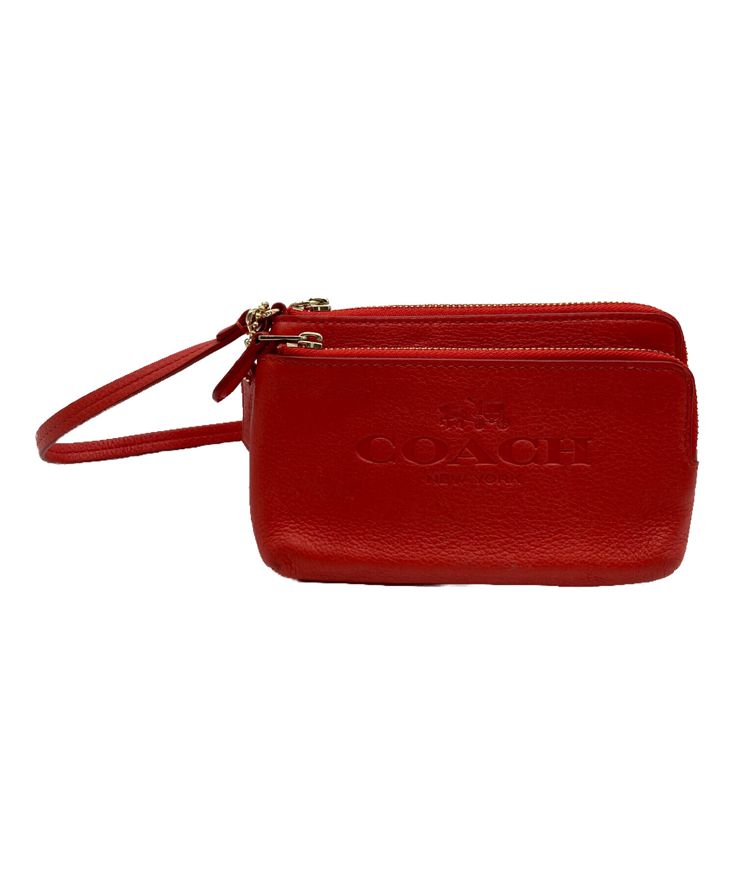 中古・古着通販】COACH (コーチ) ストラップミニポーチ レッド