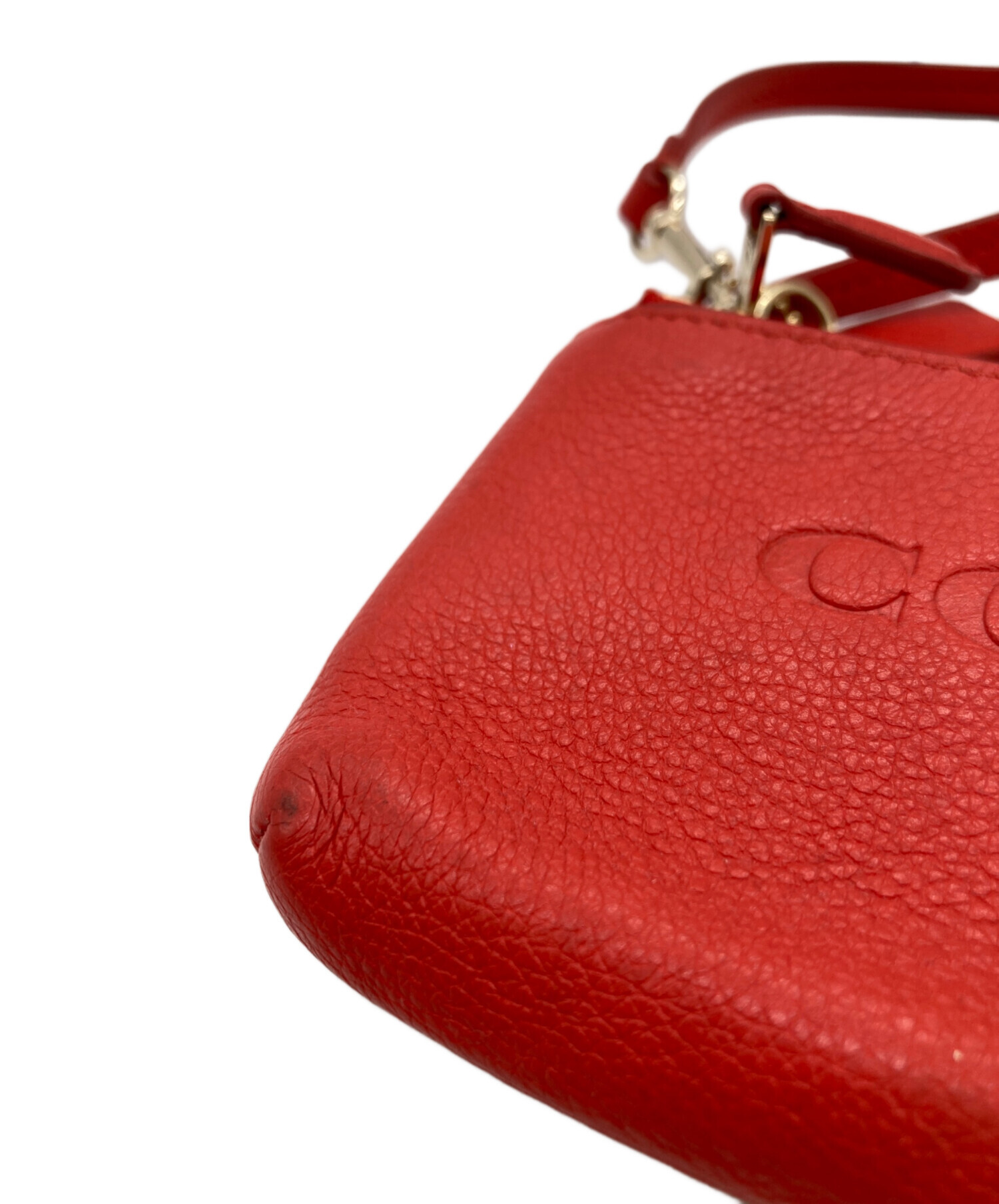 中古・古着通販】COACH (コーチ) ストラップミニポーチ レッド