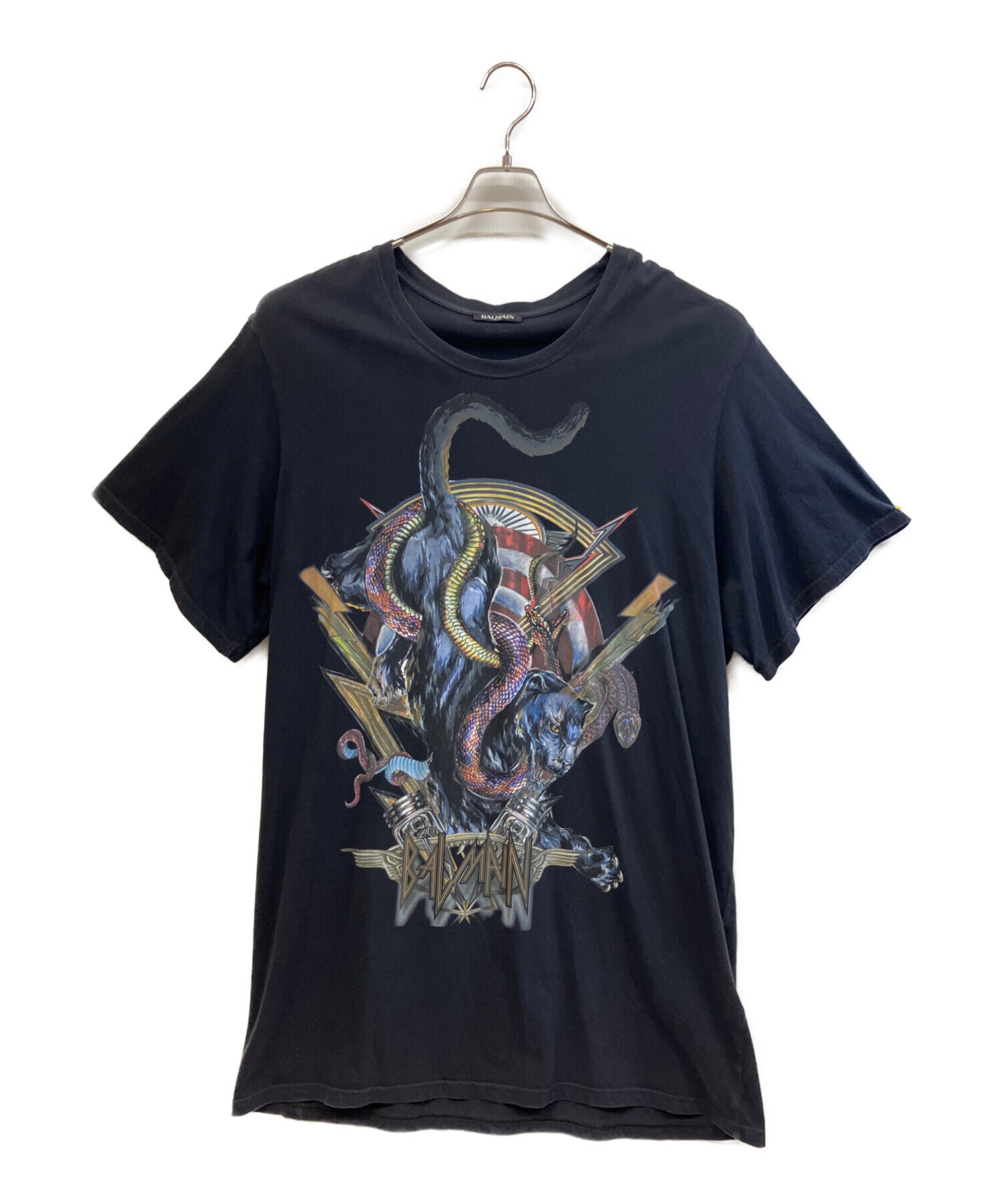 中古・古着通販】BALMAIN (バルマン) 半袖Tシャツ ブラック サイズ 