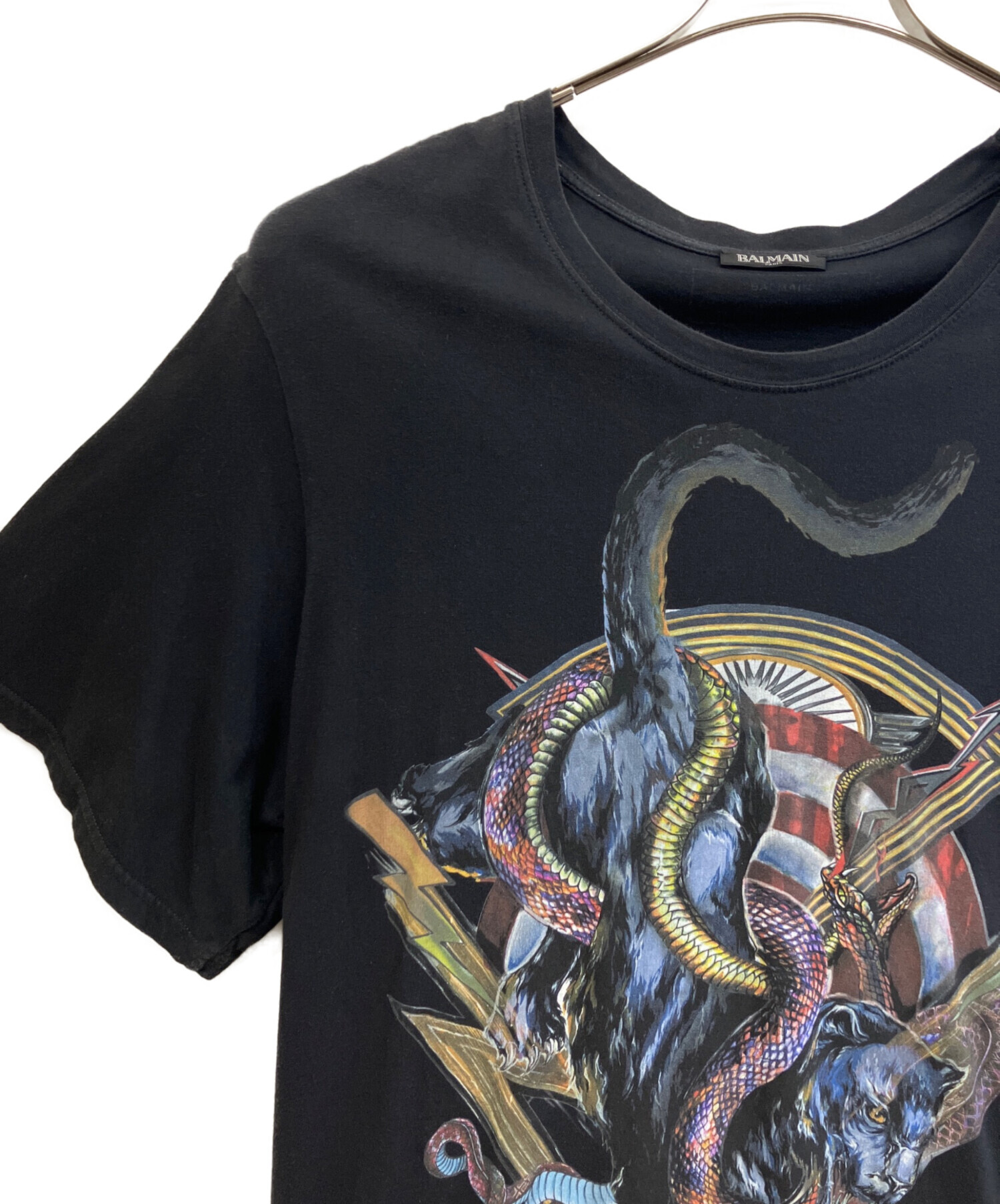 中古・古着通販】BALMAIN (バルマン) 半袖Tシャツ ブラック サイズ 