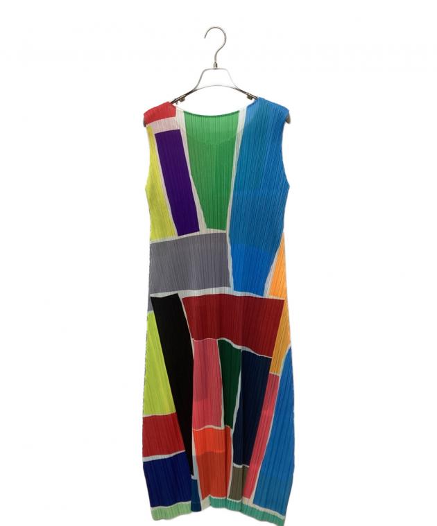 プリーツプリーズ ルーレット 幾何学柄 ノースリーブ マルチカラー サイズ4 中古・古着通販】PLEATS PLEASE (プリーツプリーズ) ノースリーブ