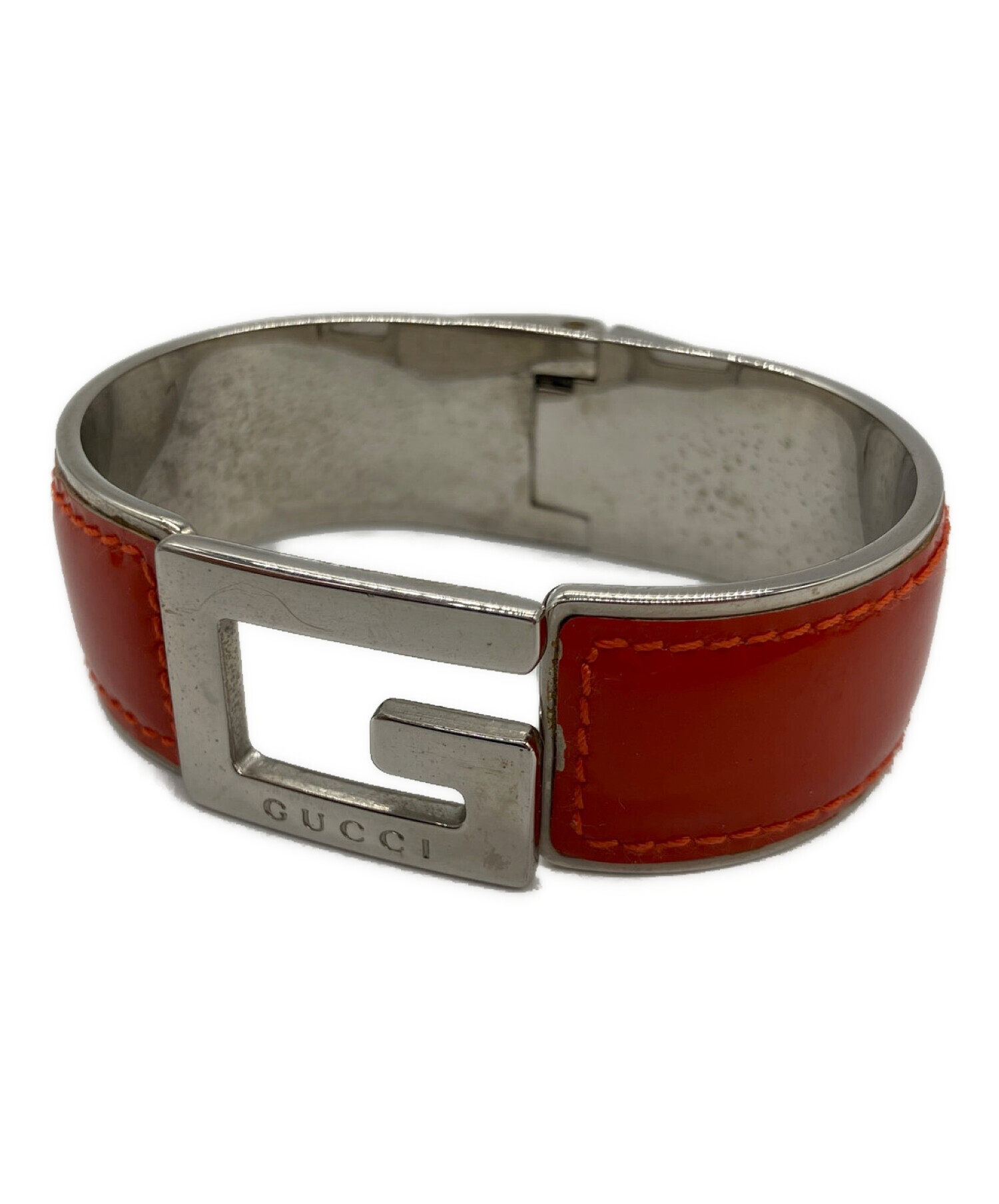 OLD Gucci ベルトモチーフ リザードレザーバングル （赤 GUCCI Gロゴ