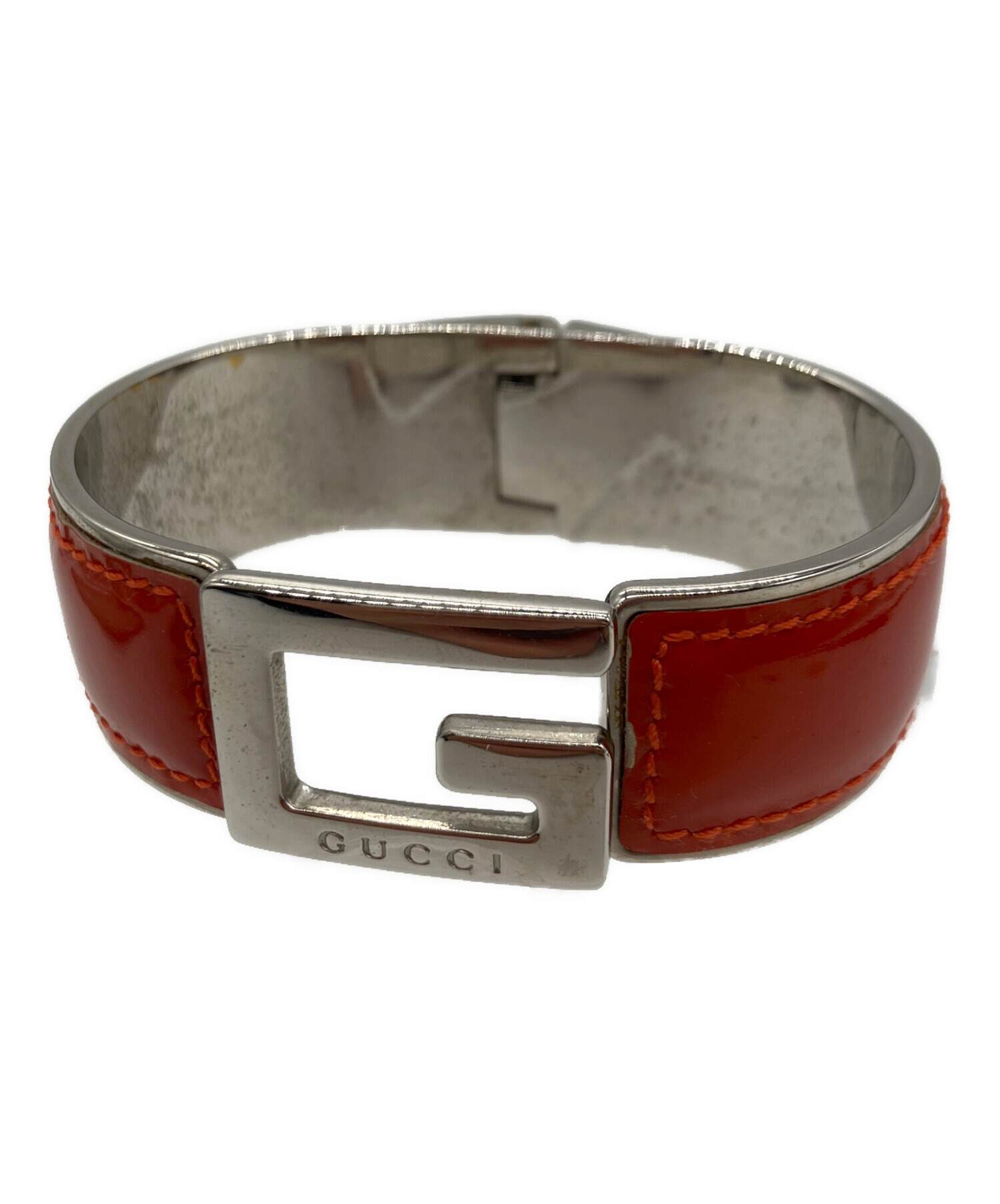 未使用グッチ赤いレザーバングル ゴールドバックル付き 中古・古着通販】GUCCI (グッチ) バングル オレンジ｜ブランド・古着