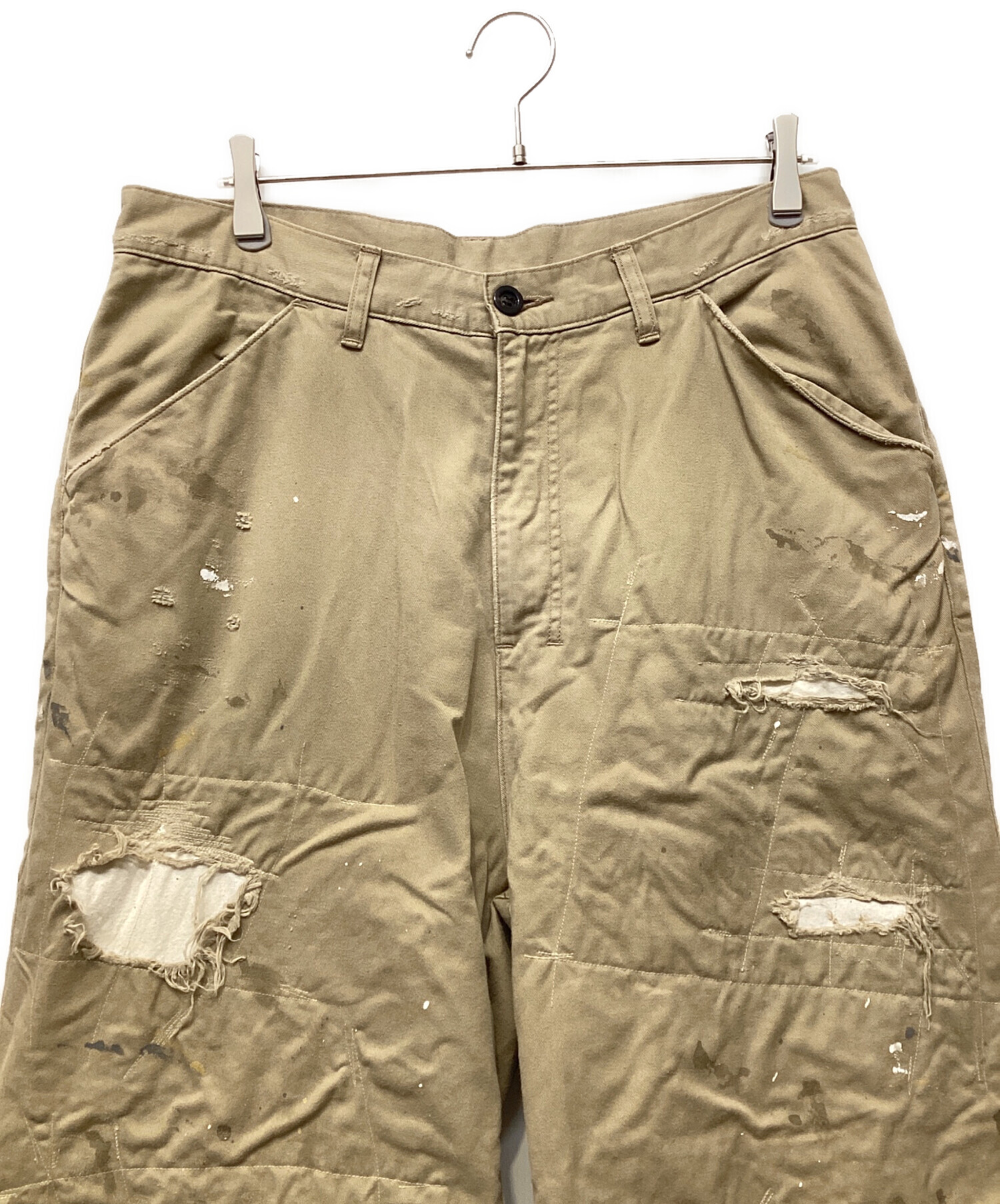 ANCELLM REMAKE WIDE CHINO TROUSERS ベージュ REMAKE WIDE CHINO TROUSERS(BEIGE) – ANCELLM