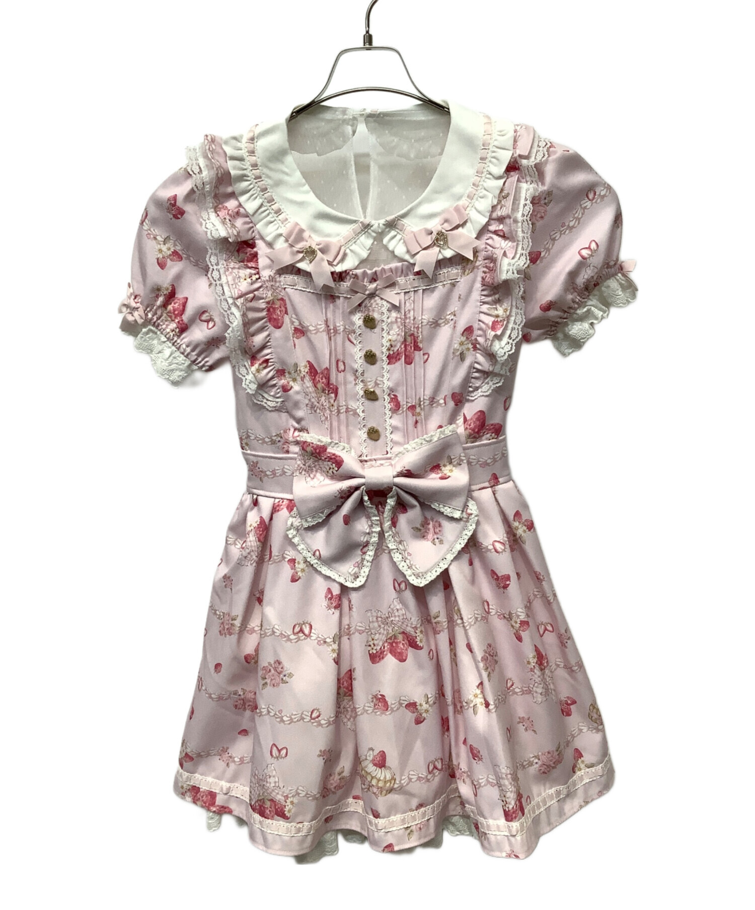 中古・古着通販】LIZ LISA (リズリサ) 半袖ワンピース ピンク サイズ:2