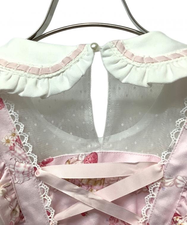 LIZ LISAハウンドトゥースひざ丈ワンピース 半袖ピンク 中古・古着通販】LIZ LISA (リズリサ) 半袖ワンピース ピンク サイズ:2