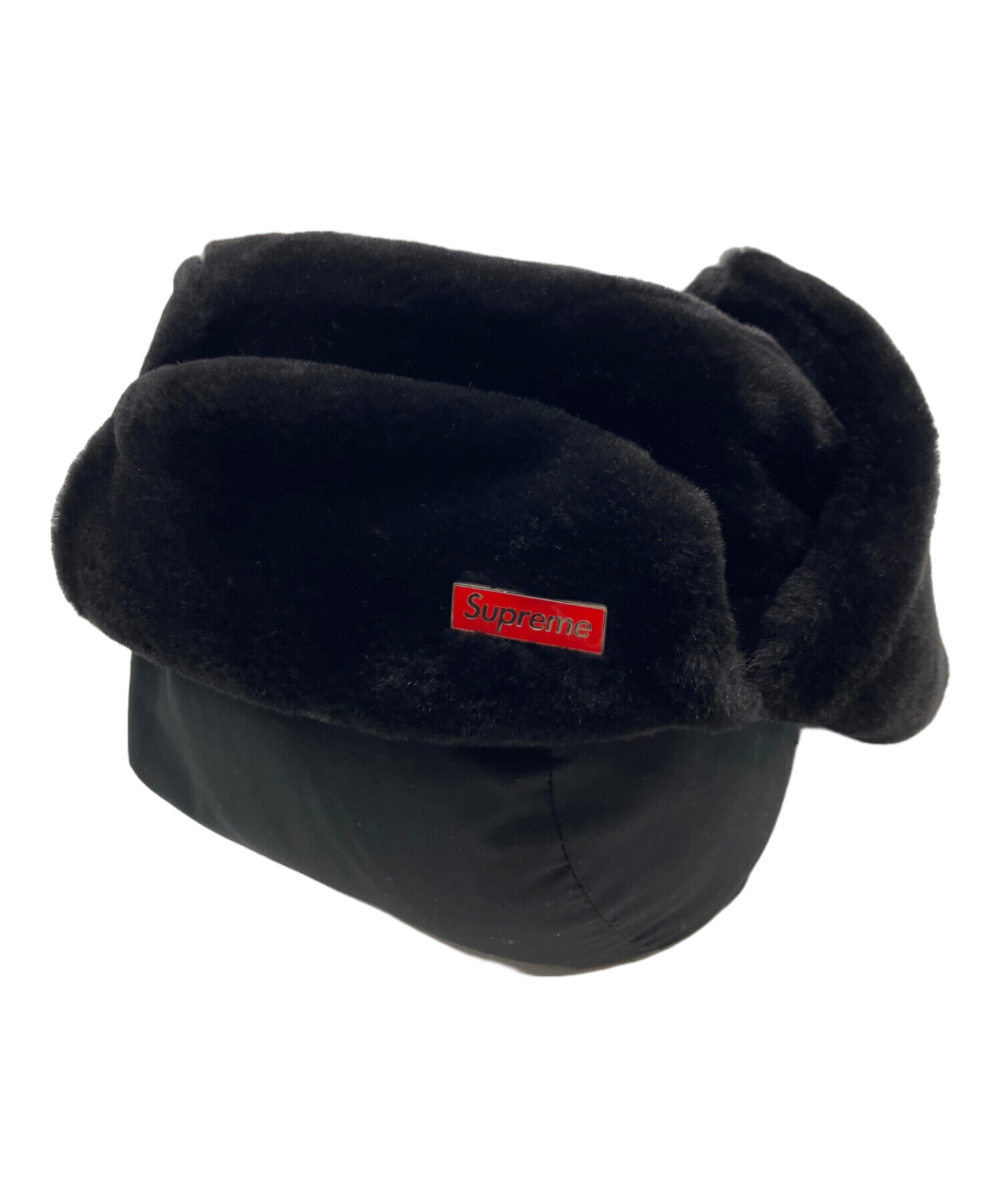 24fw/Supreme ブラックファー フライトキャップ M/L 20様専用 Supreme ファー付きフライトキャップ ブラック｜24/fw