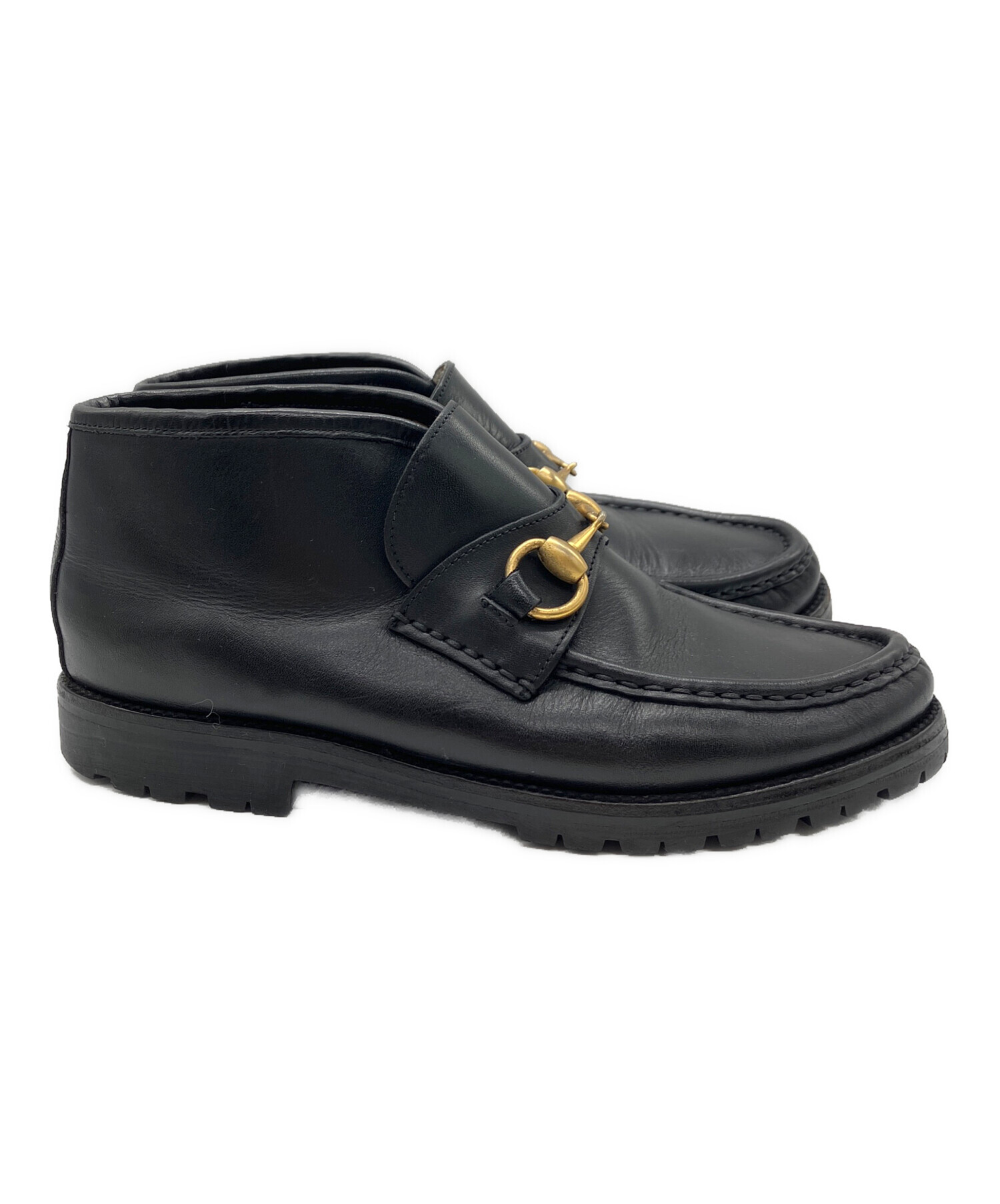 中古・古着通販】GUCCI (グッチ) モカシンブーツ ブラック サイズ:22.5