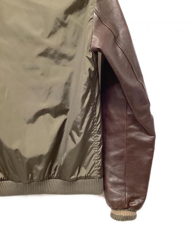 中古・古着通販】GUCCI (グッチ) レザー切替ナイロンブルゾン ブラウン