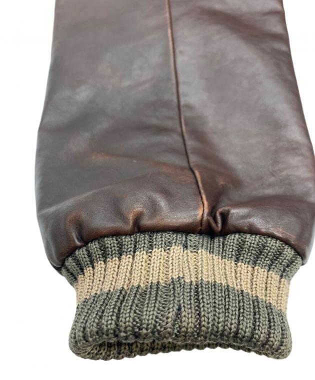 中古・古着通販】GUCCI (グッチ) レザー切替ナイロンブルゾン ブラウン