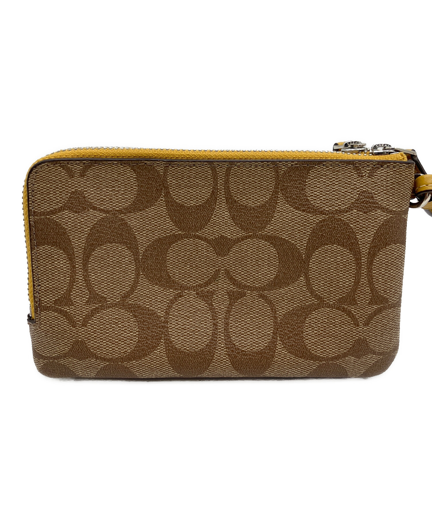 中古・古着通販】COACH (コーチ) ポーチ ベージュ×イエロー｜ブランド