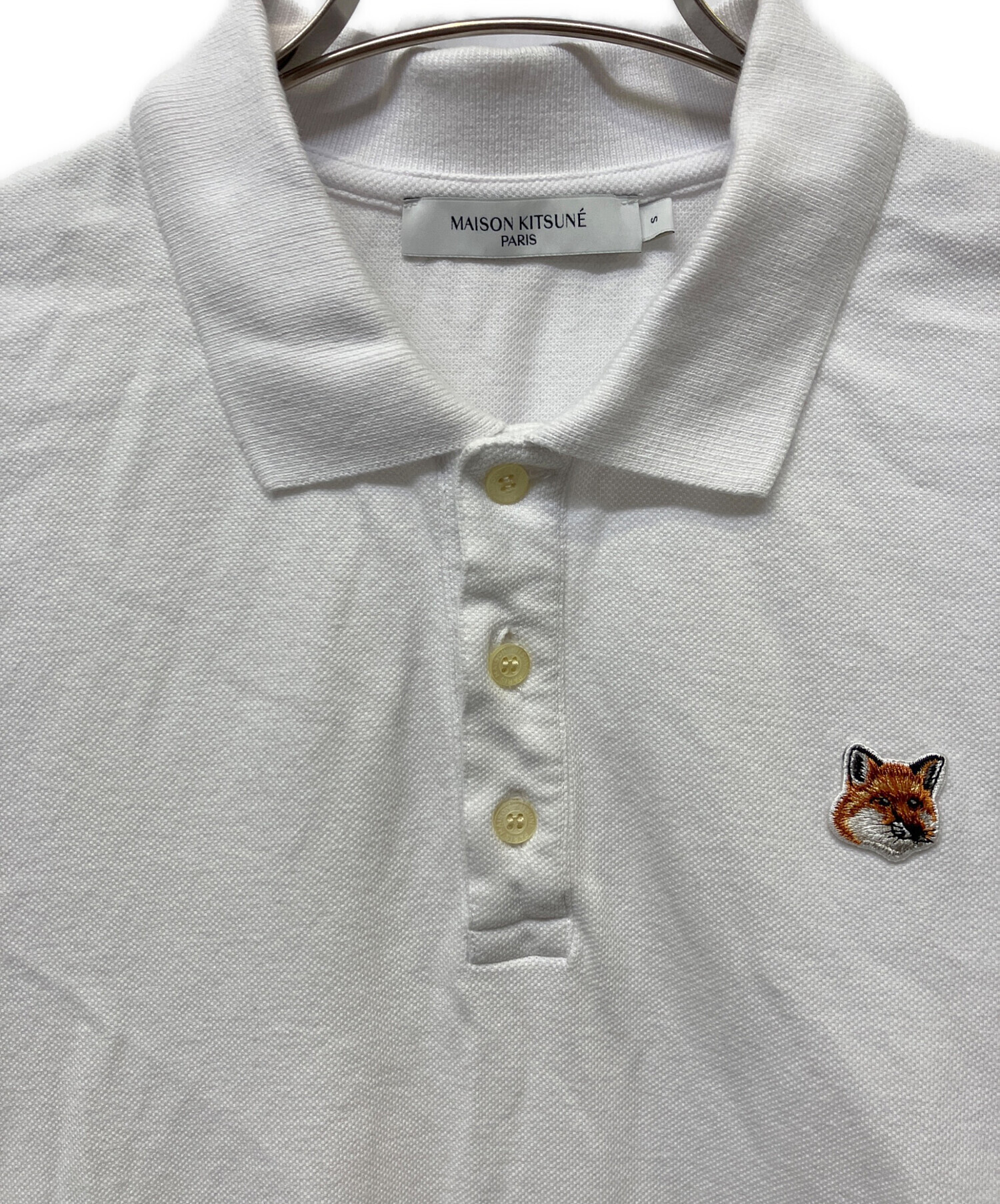 MAISON KITSUNÉ メゾンキツネ メンズホワイトポロシャツ Lサイズ MAISON KITSUNÉ メゾンキツネ メンズホワイトポロシャツ Lサイズ