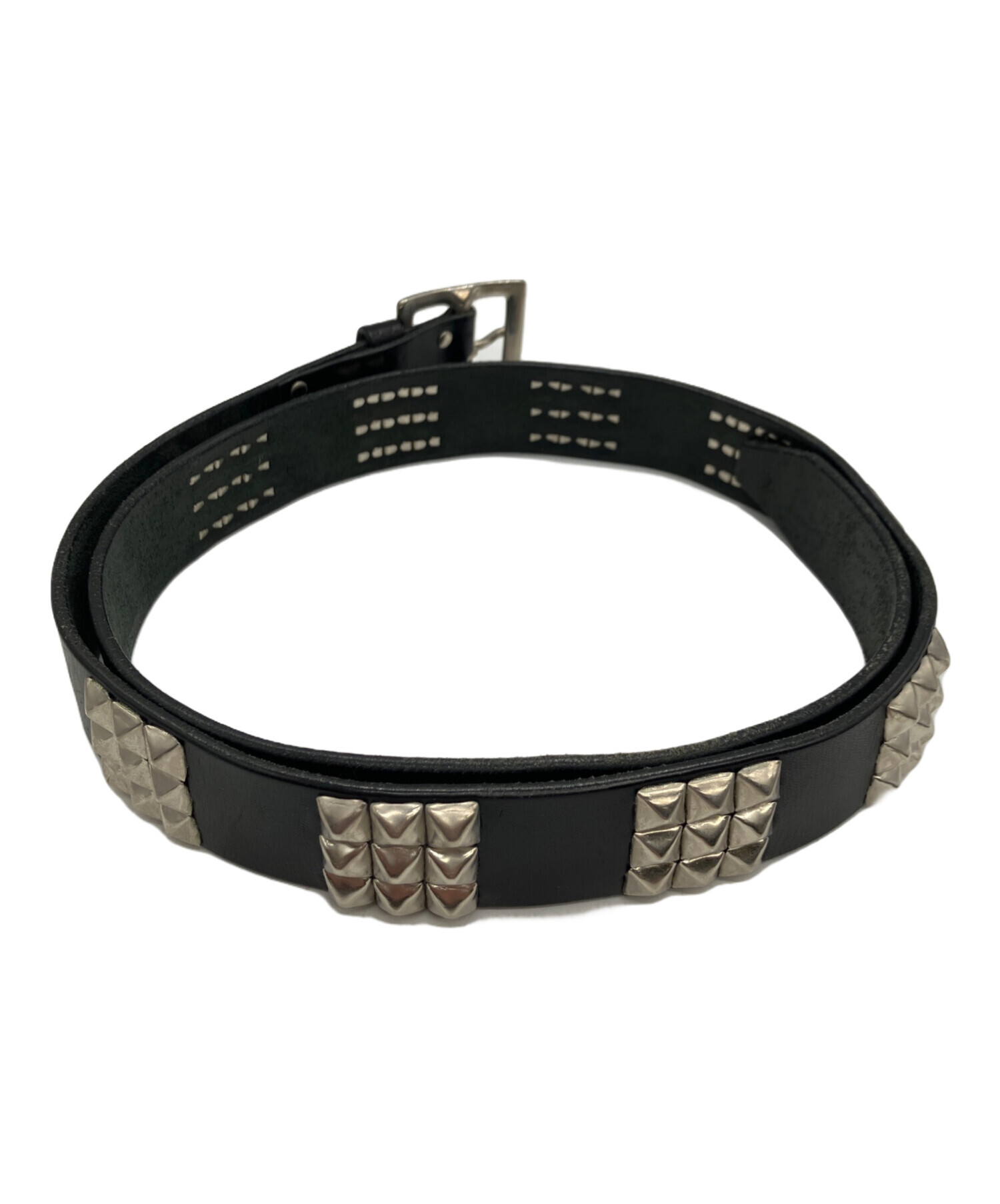 DENHAM デンハム　スタッズ付きブラックベルト約114cmスタースタッズ付き 中古・古着通販】Denham (デンハム) スタッズレザーベルト ブラック