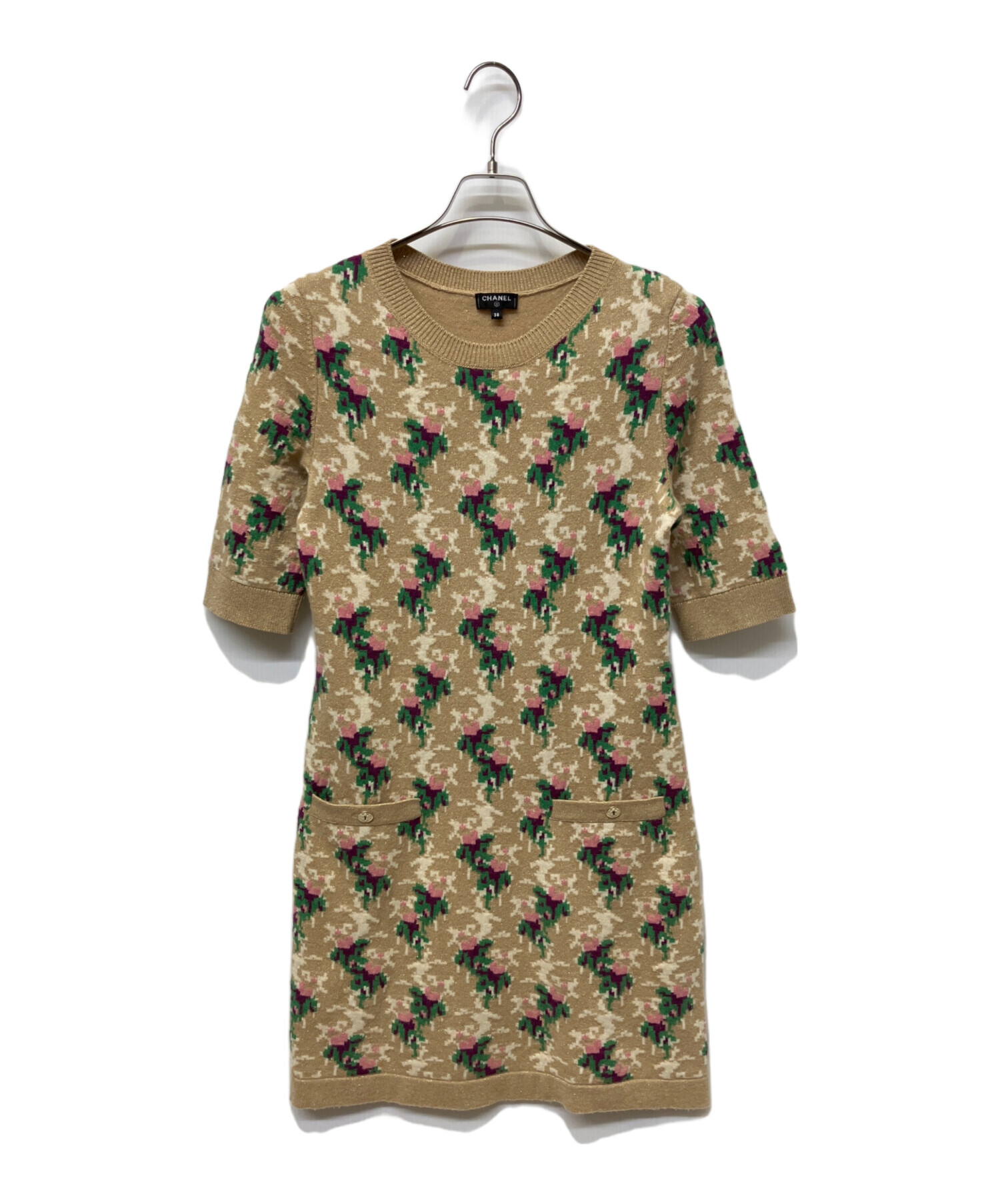 中古・古着通販】CHANEL (シャネル) ニットワンピース ベージュ サイズ