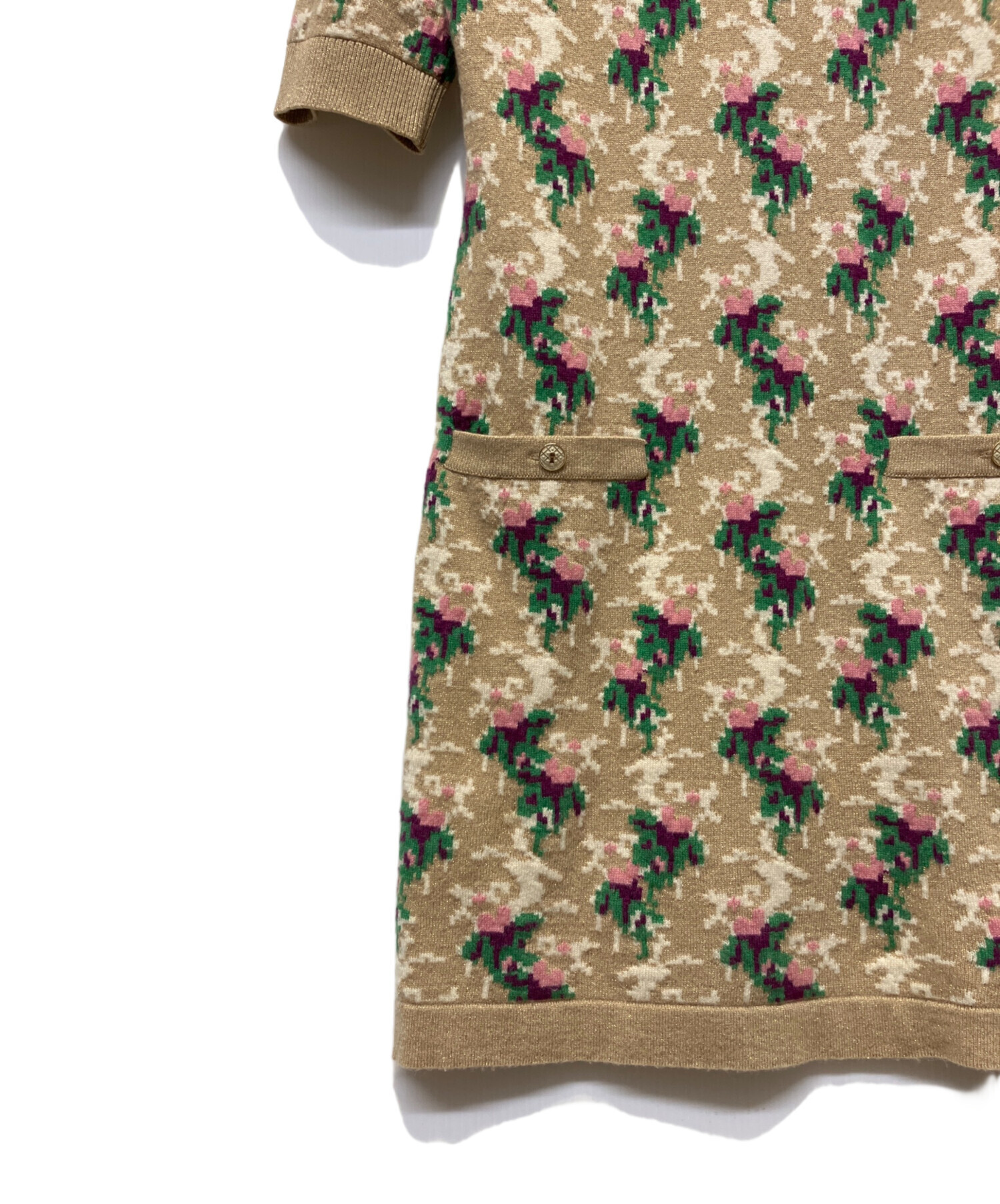 中古・古着通販】CHANEL (シャネル) ニットワンピース ベージュ サイズ