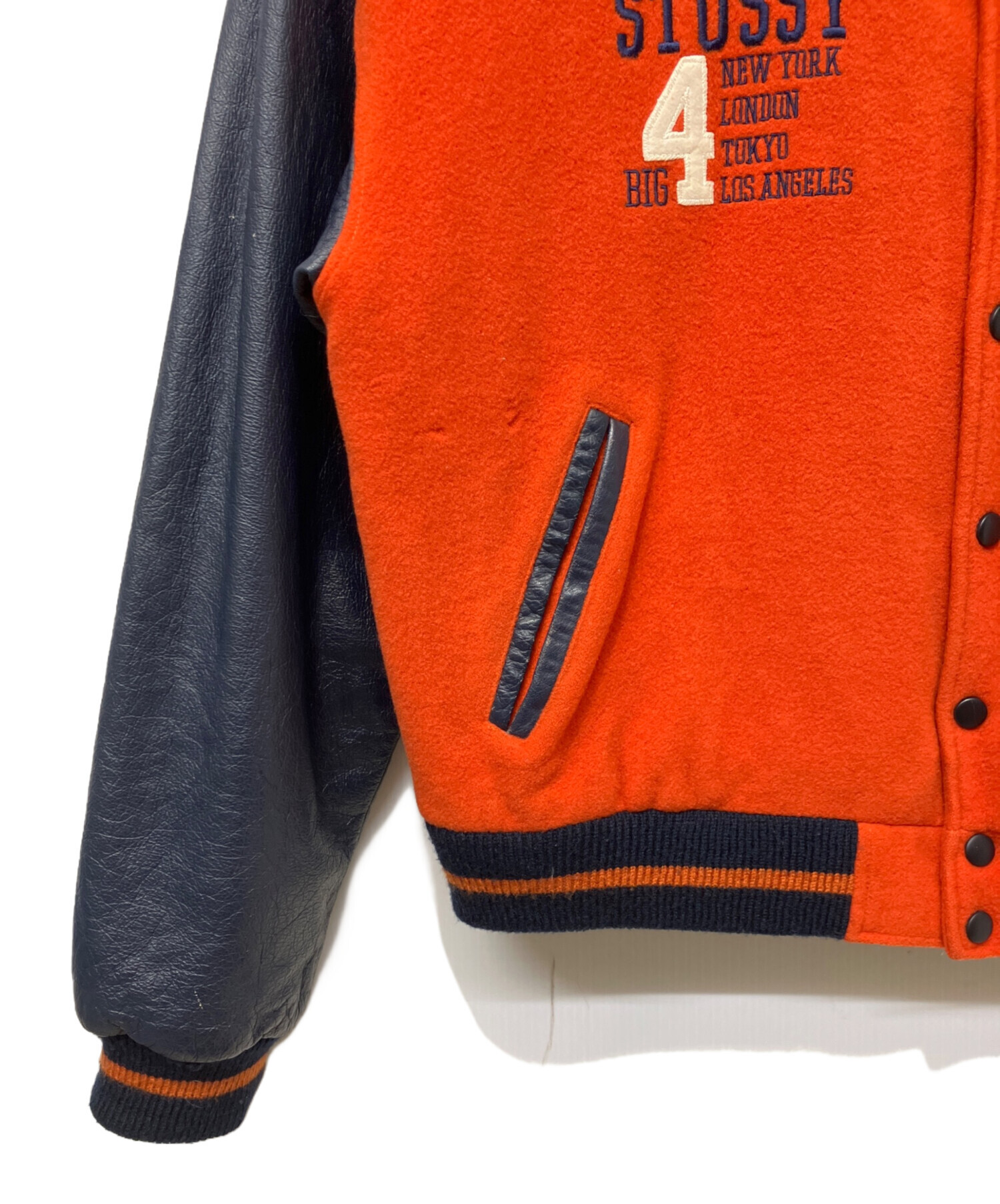 中古・古着通販】stussy (ステューシー) スタジャン オレンジ×ネイビー