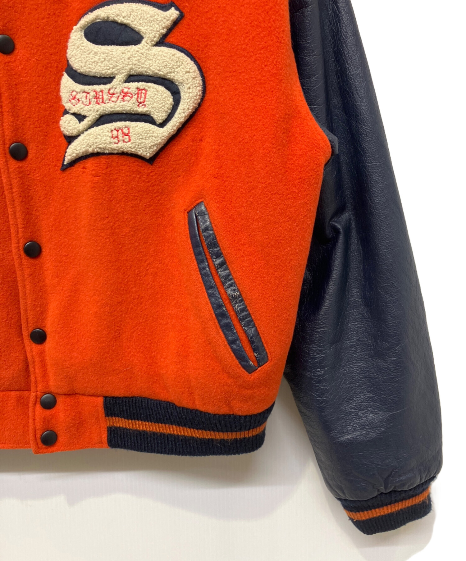 中古・古着通販】stussy (ステューシー) スタジャン オレンジ×ネイビー