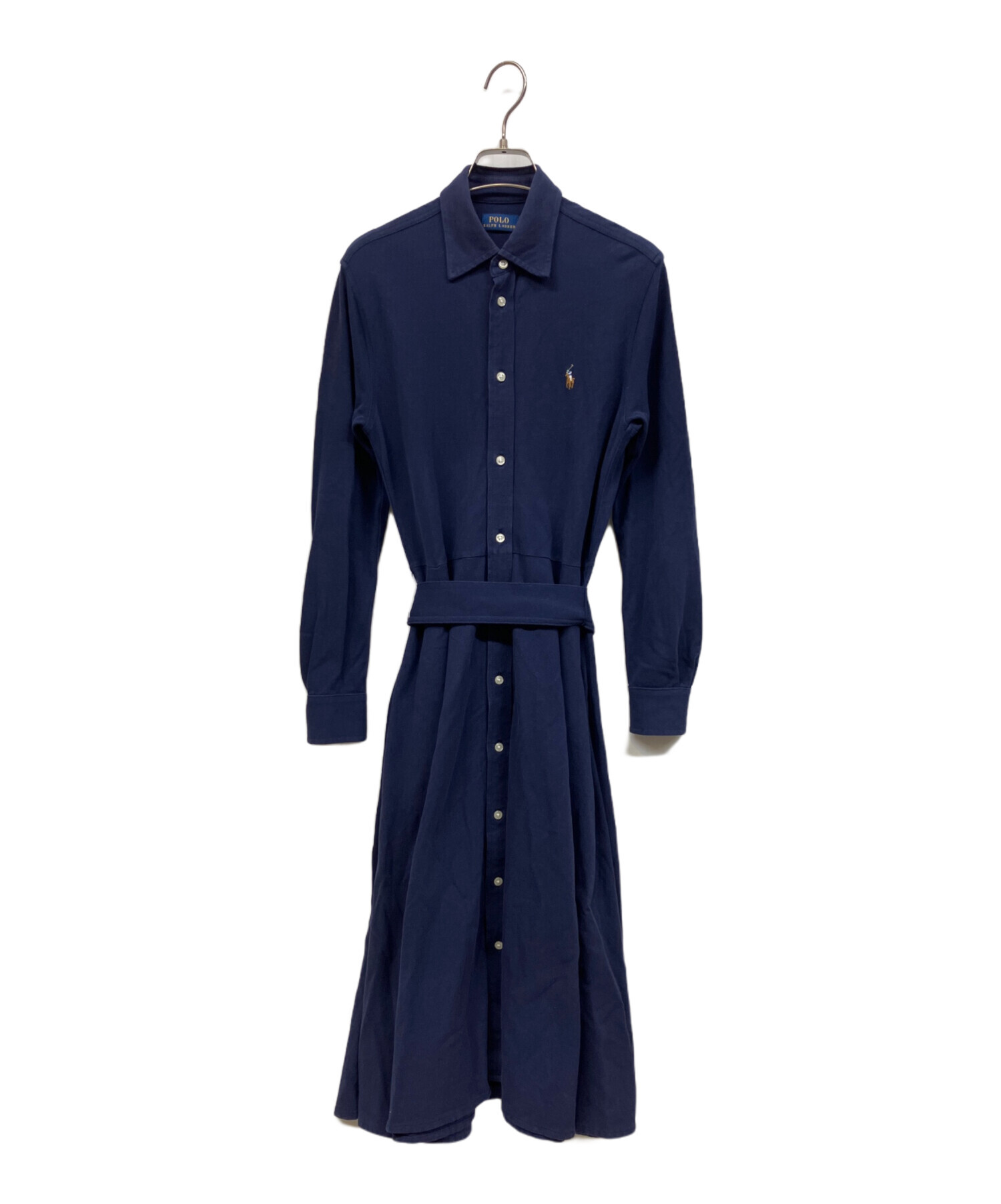 2/28まで掲載【Ralph Lauren】プリーツ切替ワンピース ネイビー POLO RALPH LAUREN - ラルフローレン プリーツボウタイ ロング