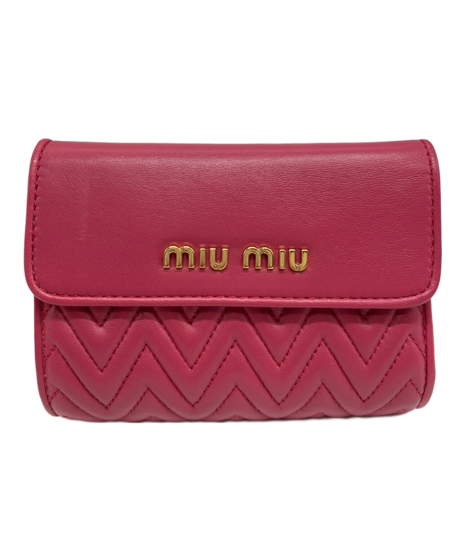 新品未使用！miu miu＊ピンク長財布 中古・古着通販】MIU MIU (ミュウミュウ) 3つ折り財布 ピンク