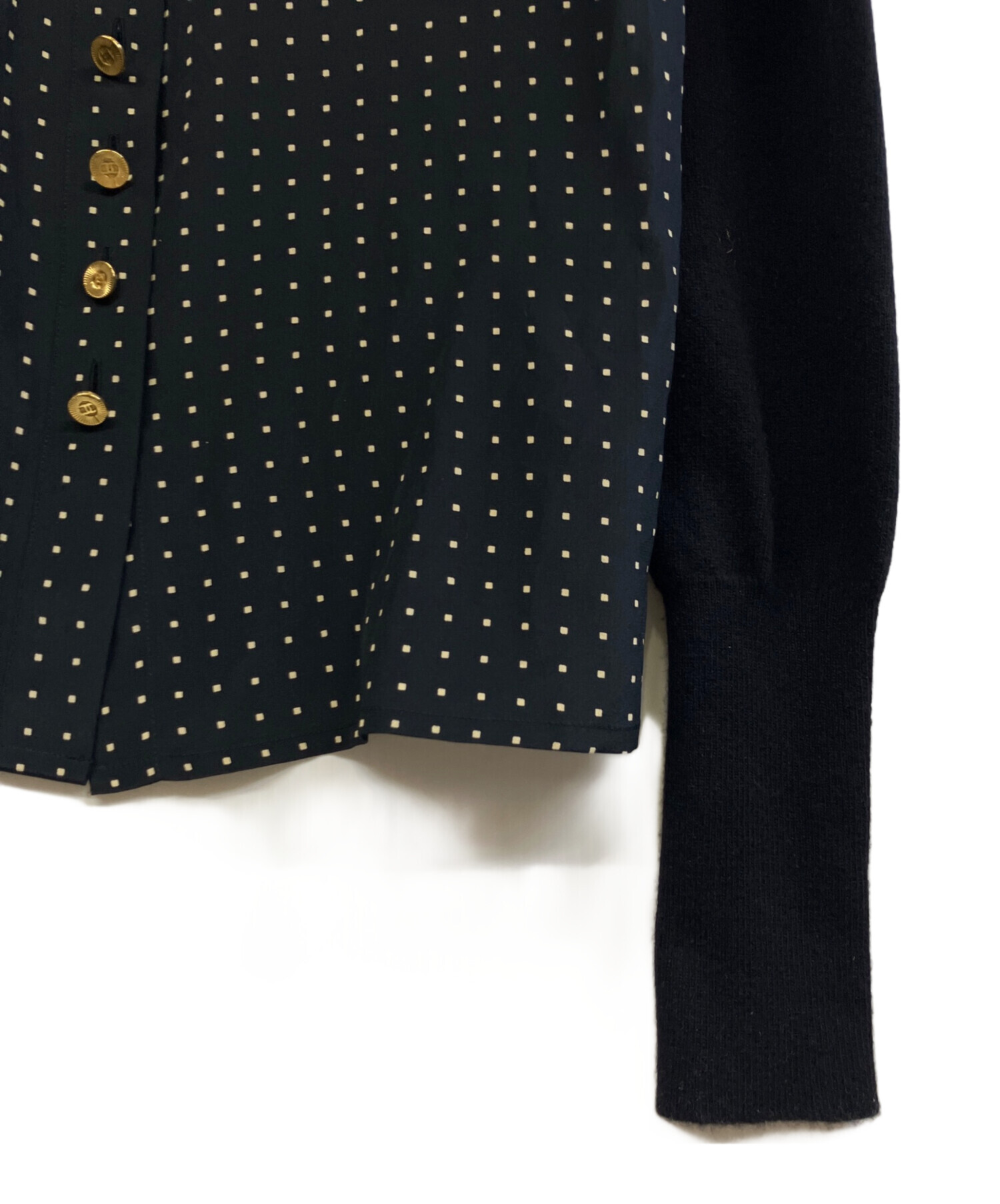 CHANEL シャネル ブラウス XS 紺 【古着】【中古】【送料無料】 CHANEL - CHANEL シャネル ブラウス XS 紺 【古着】【中古】【送料無料