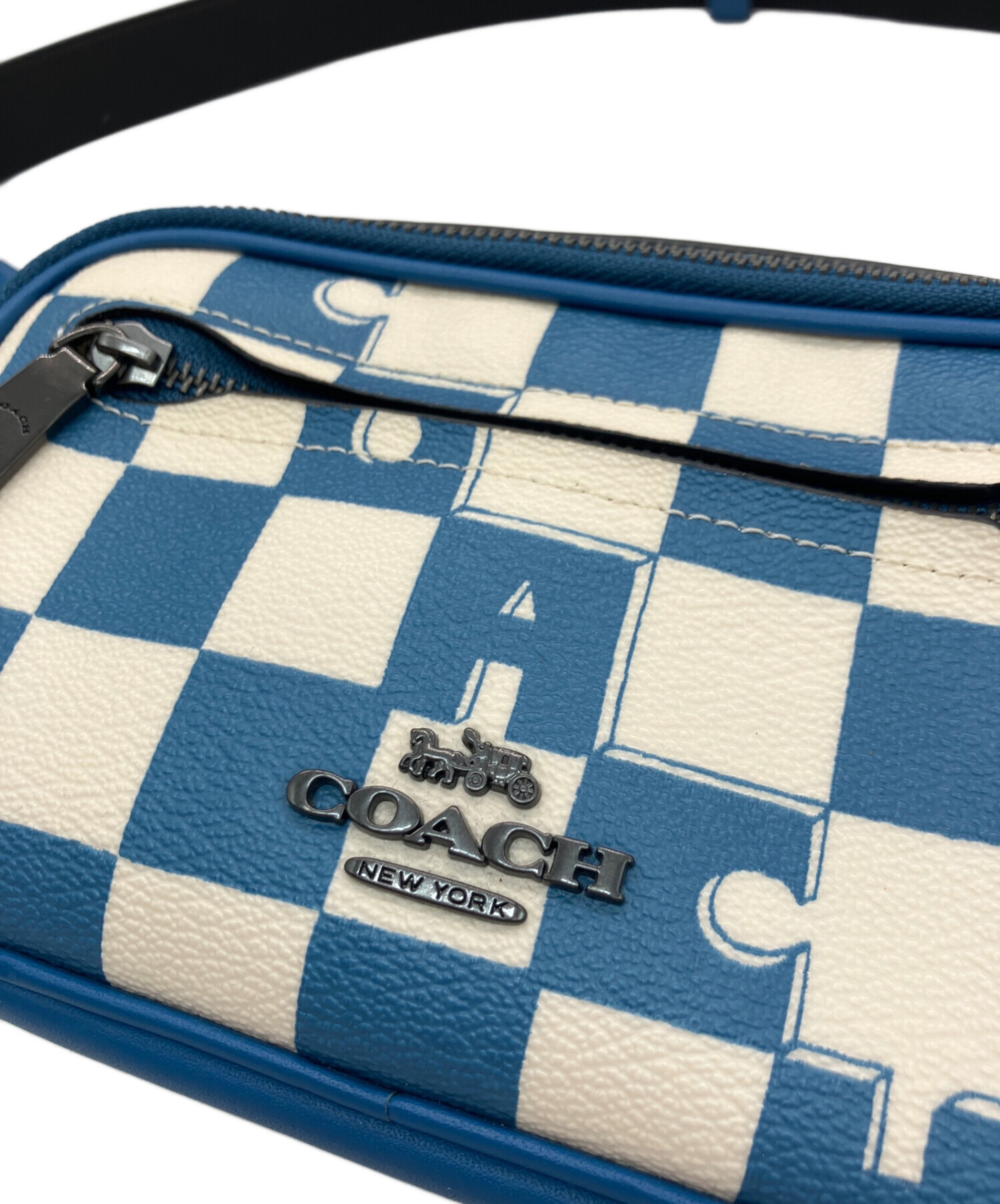中古・古着通販】COACH (コーチ) ボディバッグ ブルー×ホワイト