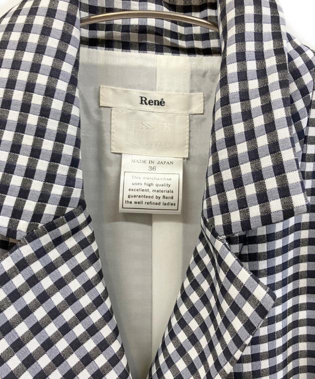 中古・古着通販】Rene (ルネ) 半袖ワンピース ホワイト×ネイビー