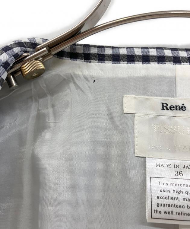 中古・古着通販】Rene (ルネ) 半袖ワンピース ホワイト×ネイビー