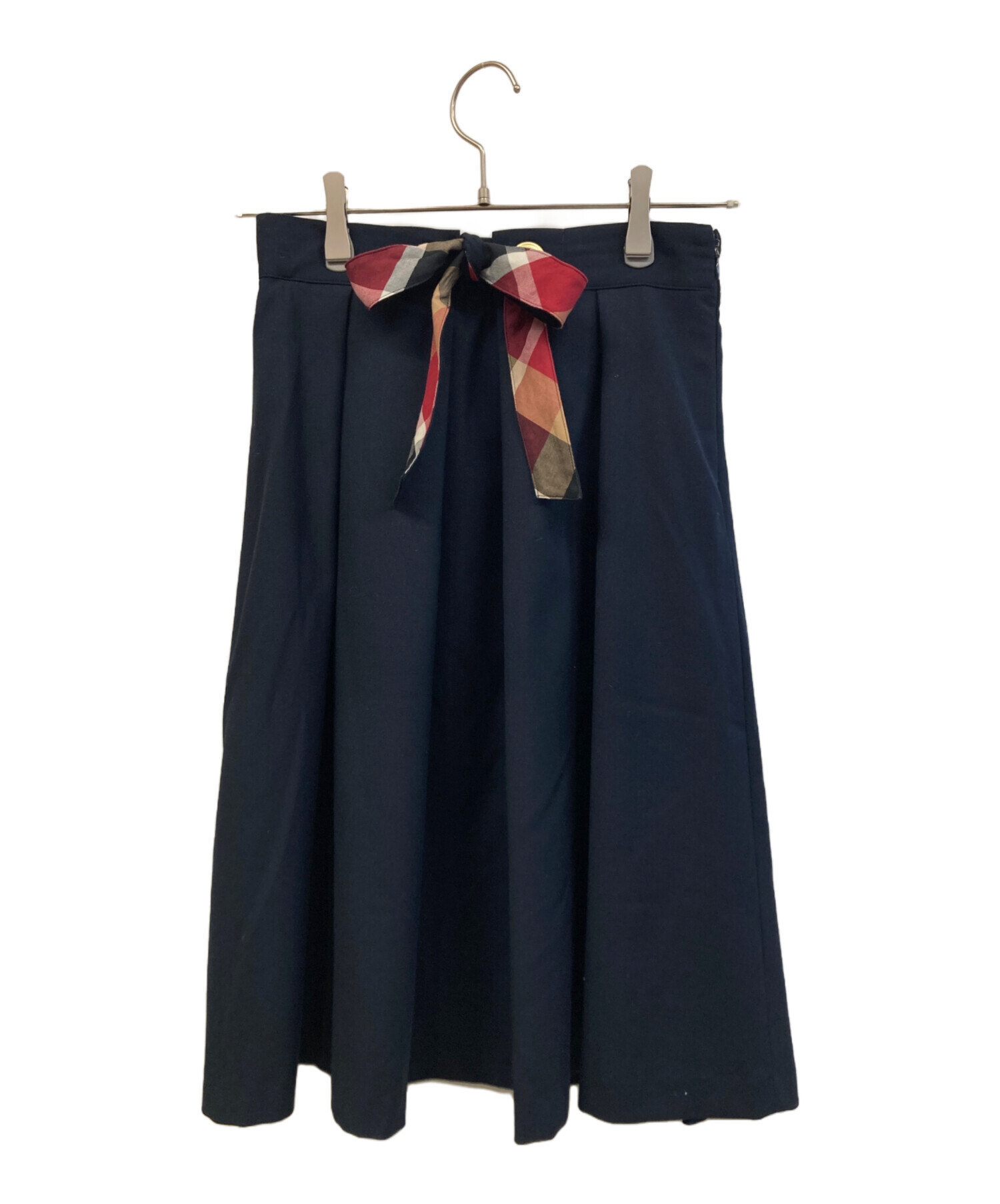 BLUE LABEL CRESTBRIDGEネイビープリーツ フレアスカート36 中古・古着通販】BLUE LABEL CRESTBRIDGE (ブルーレーベルクレスト