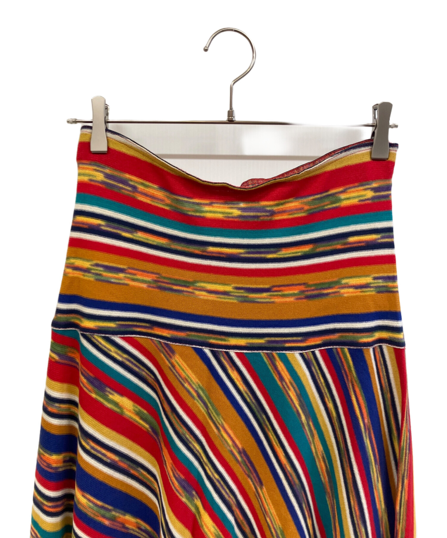 MISSONI ニットロングスカート マルチカラー 波柄 総柄44 中古・古着通販】MISSONI (ミッソーニ) ロングスカート マルチカラー