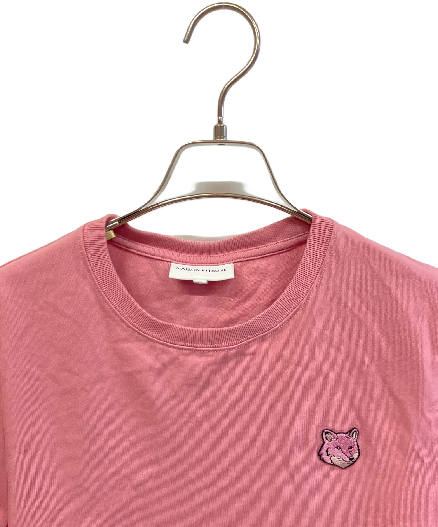 MAISON KITSUNE(メゾンキツネ) 半袖Tシャツ サイズS美品  - ベージュ×ピンク クルーネック 中古・古着通販】MAISON KITSUNE (メゾンキツネ) ホットドッグ