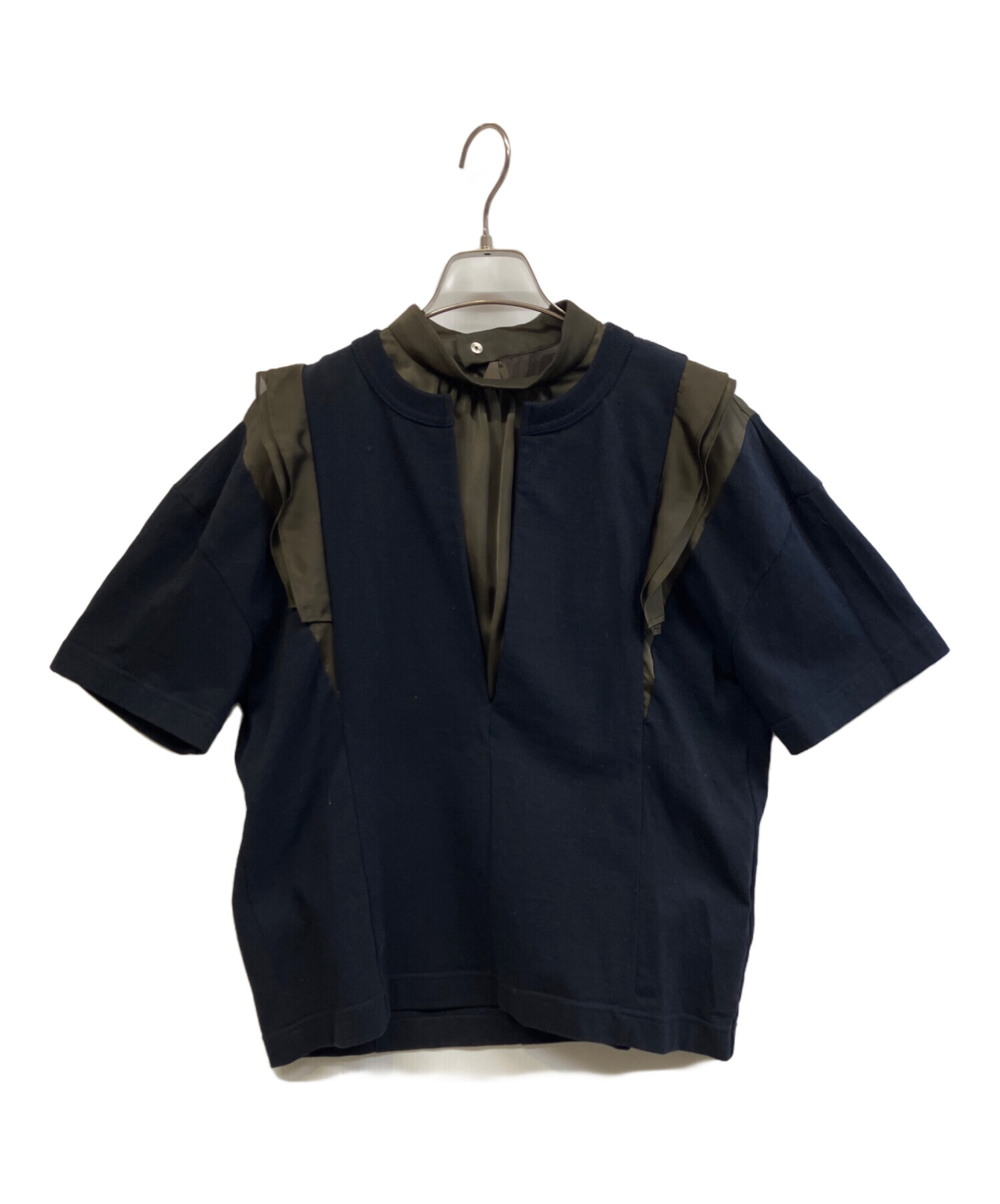 中古・古着通販】sacai (サカイ) 半袖カットソー ネイビー×カーキ 中古・古着通販】sacai (サカイ) 半袖カットソー ネイビー×カーキ