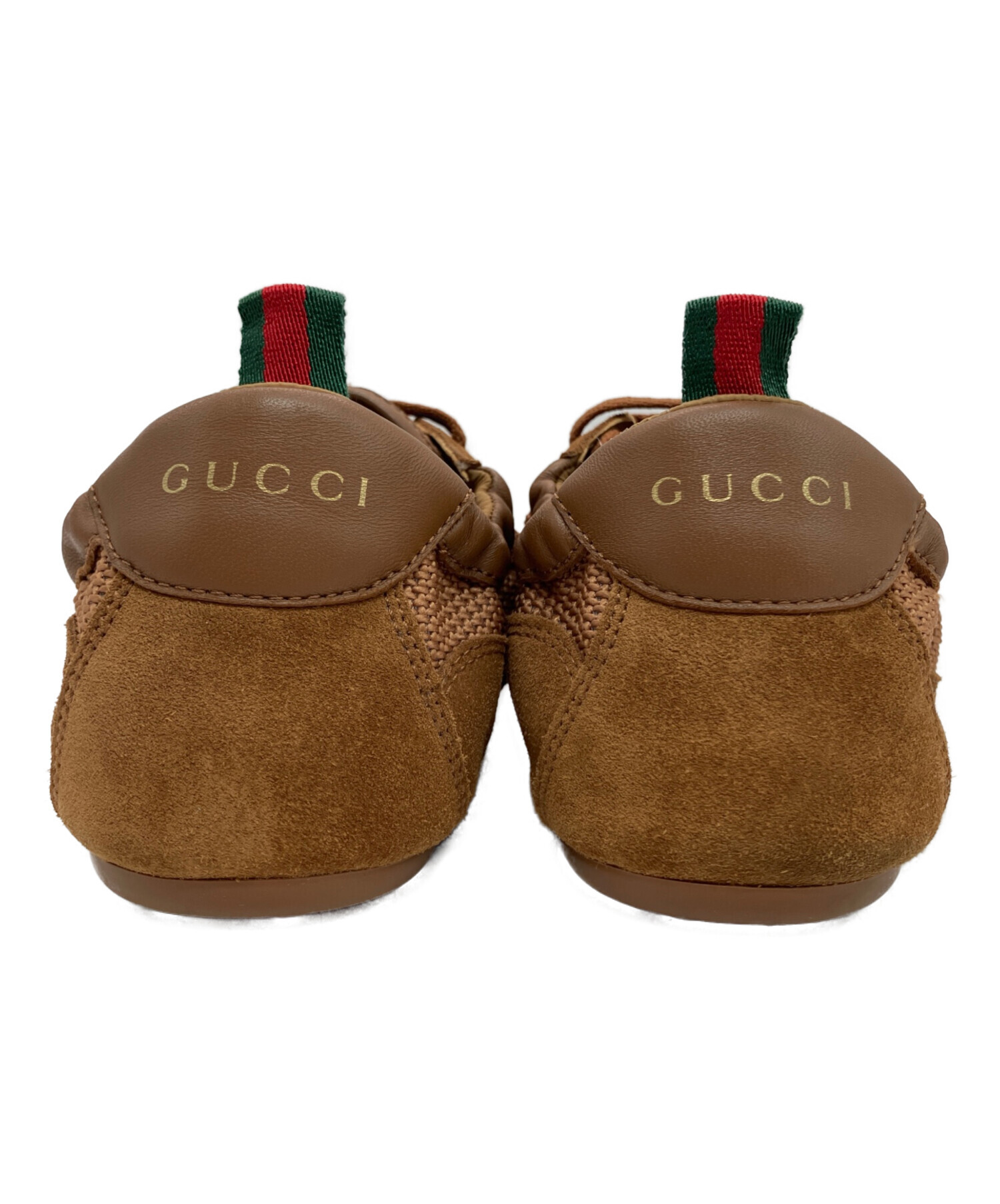 中古・古着通販】GUCCI (グッチ) レザースニーカー ブラウン サイズ:39