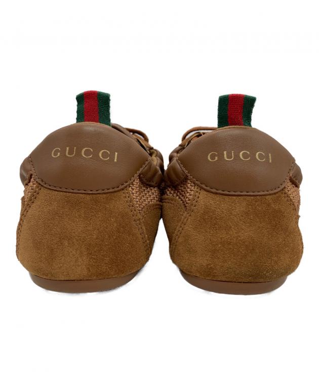 中古・古着通販】GUCCI (グッチ) レザースニーカー ブラウン サイズ:39