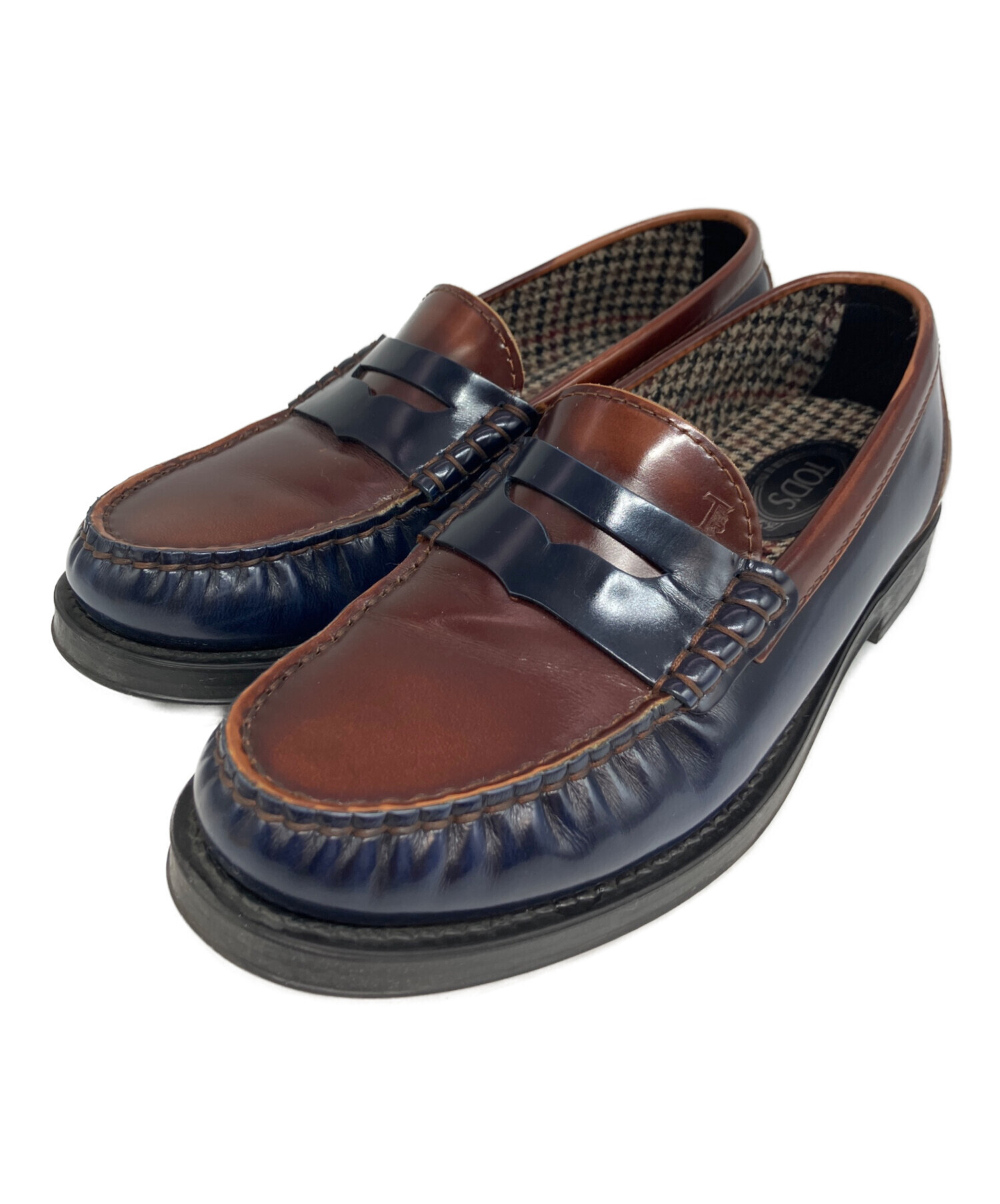 中古・古着通販】TOD'S (トッズ) ペニーローファー ブラウン×ブルー