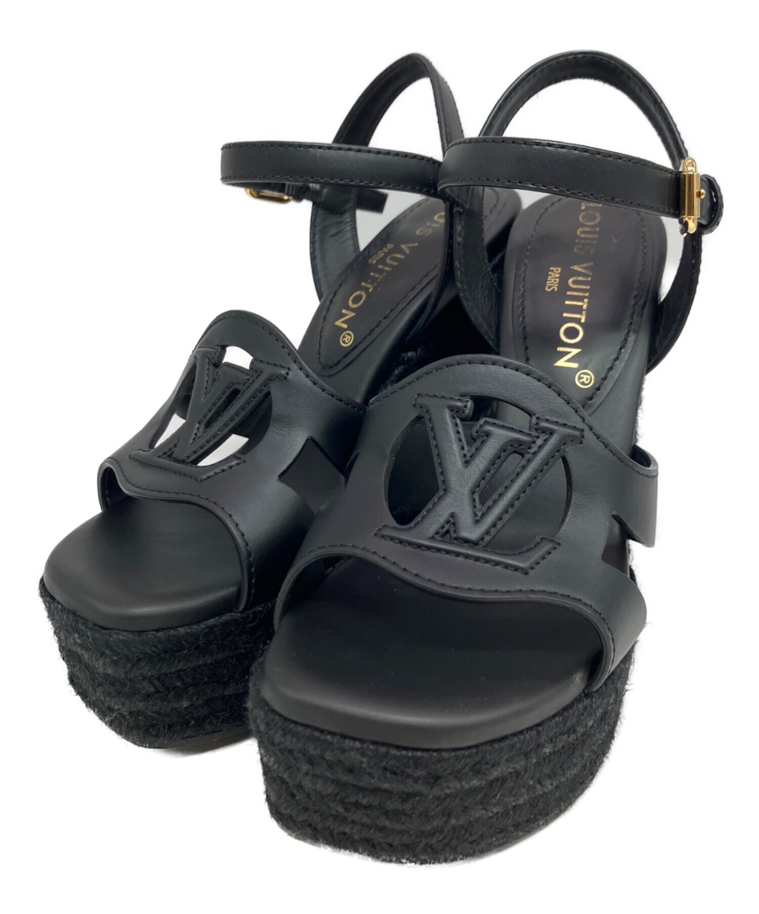 Louis Vuitton サンダル ブラック 36 中古・古着通販】LOUIS VUITTON (ルイ ヴィトン) サンダル ブラック