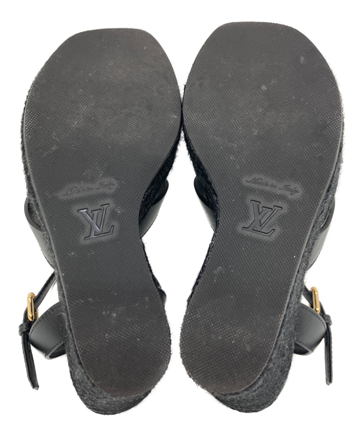 ルイヴィトン LOUIS VUITTON ブラック 黒 ミュール サンダル 37 中古・古着通販】LOUIS VUITTON (ルイ ヴィトン) サンダル ブラック