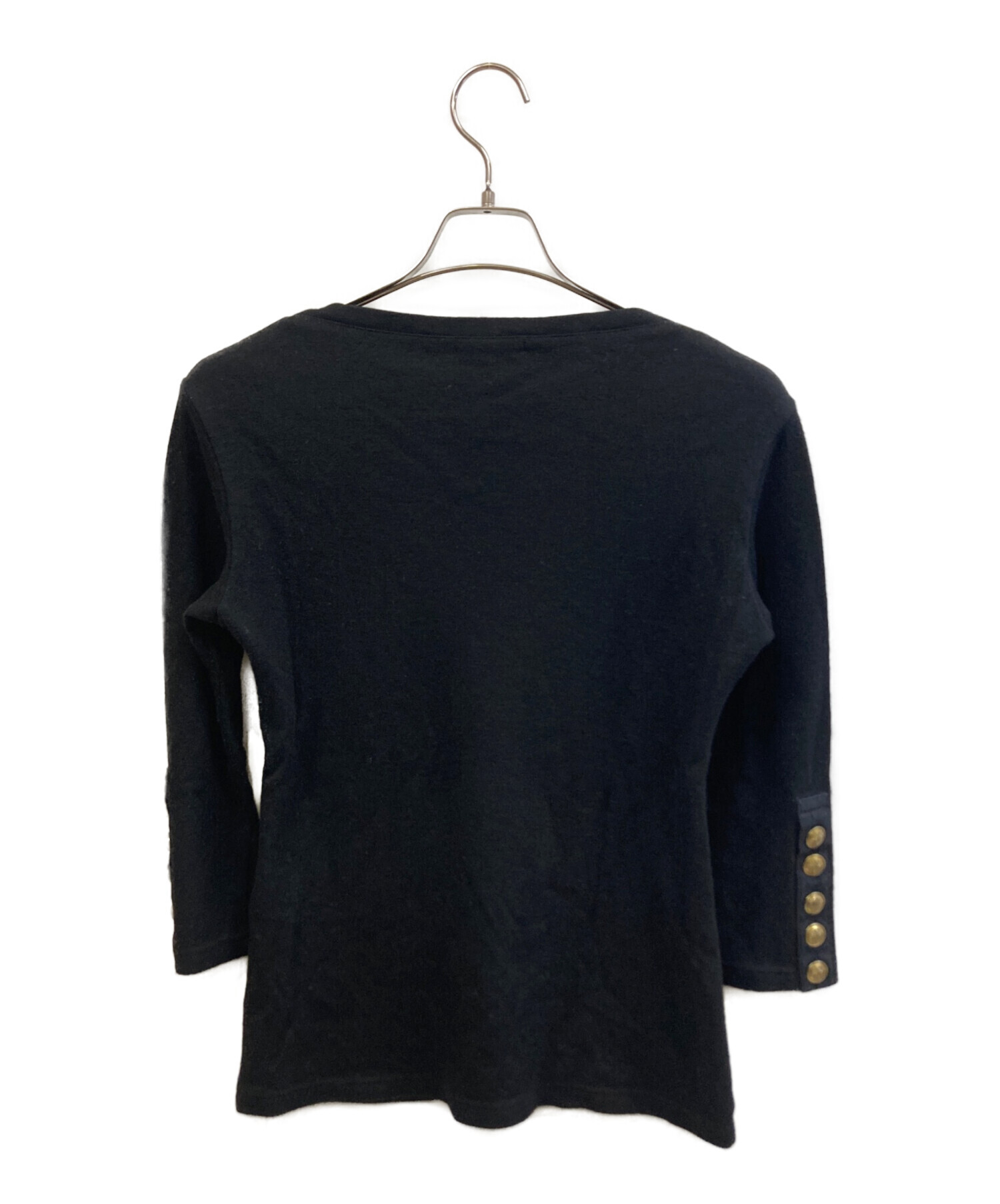 トリココムデギャルソン 長袖カットソー ロンT 花柄 ブラック M コットン 黒 中古・古着通販】tricot COMME des GARCONS (トリココムデギャルソン