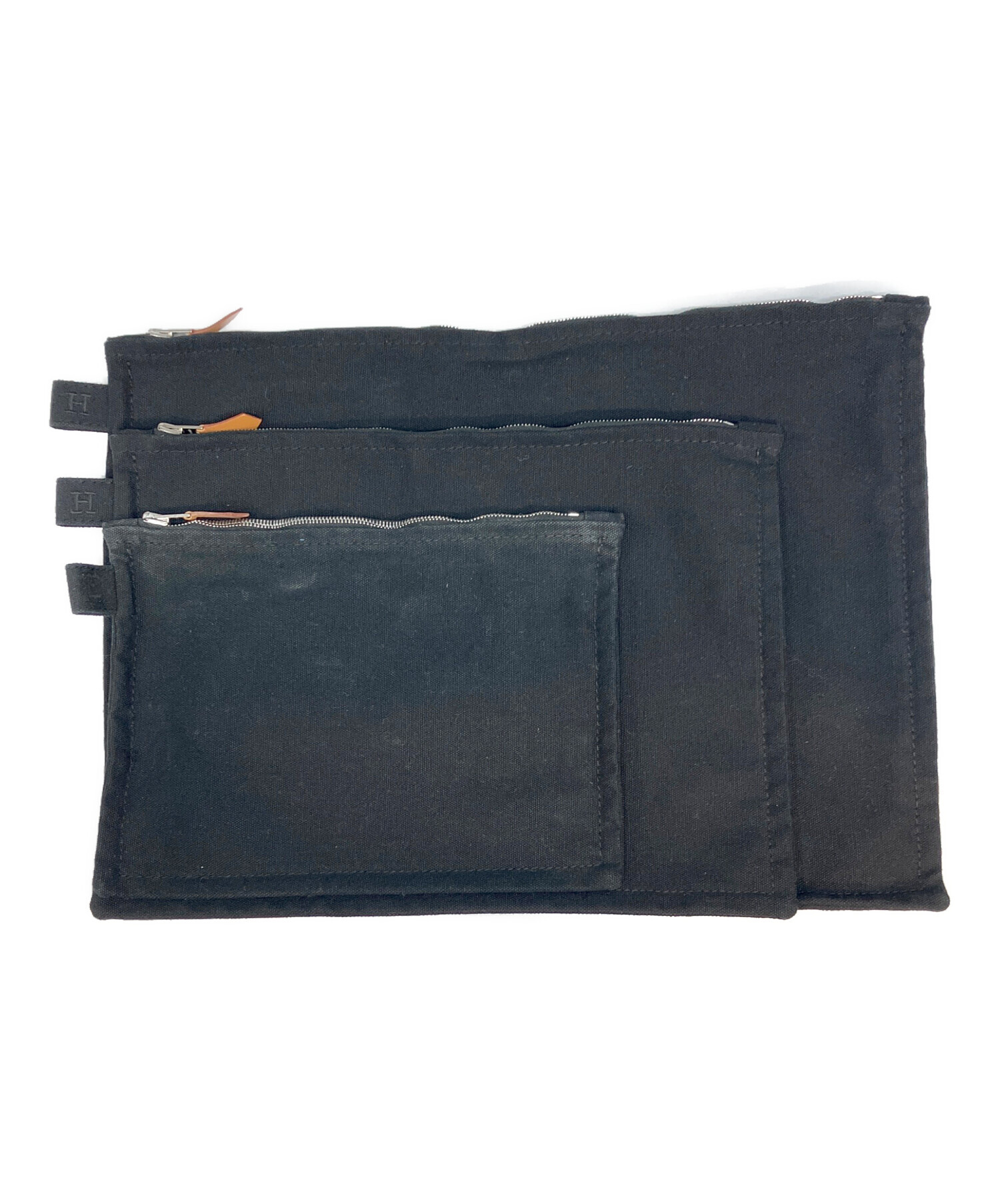 【4/25迄発送可能・5/5から発送】HERMES ボラボラポーチ３点セット 中古・古着通販】HERMES (エルメス) ボラボラポーチ3点セット ブラック