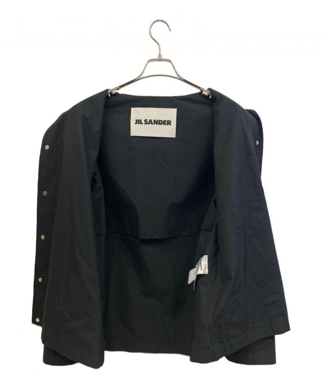 JIL SANDER + ジルサンダープラス コーチジャケット ブラック 46 中古・古着通販】JIL SANDER (ジルサンダー) 長袖バックロゴコーチ