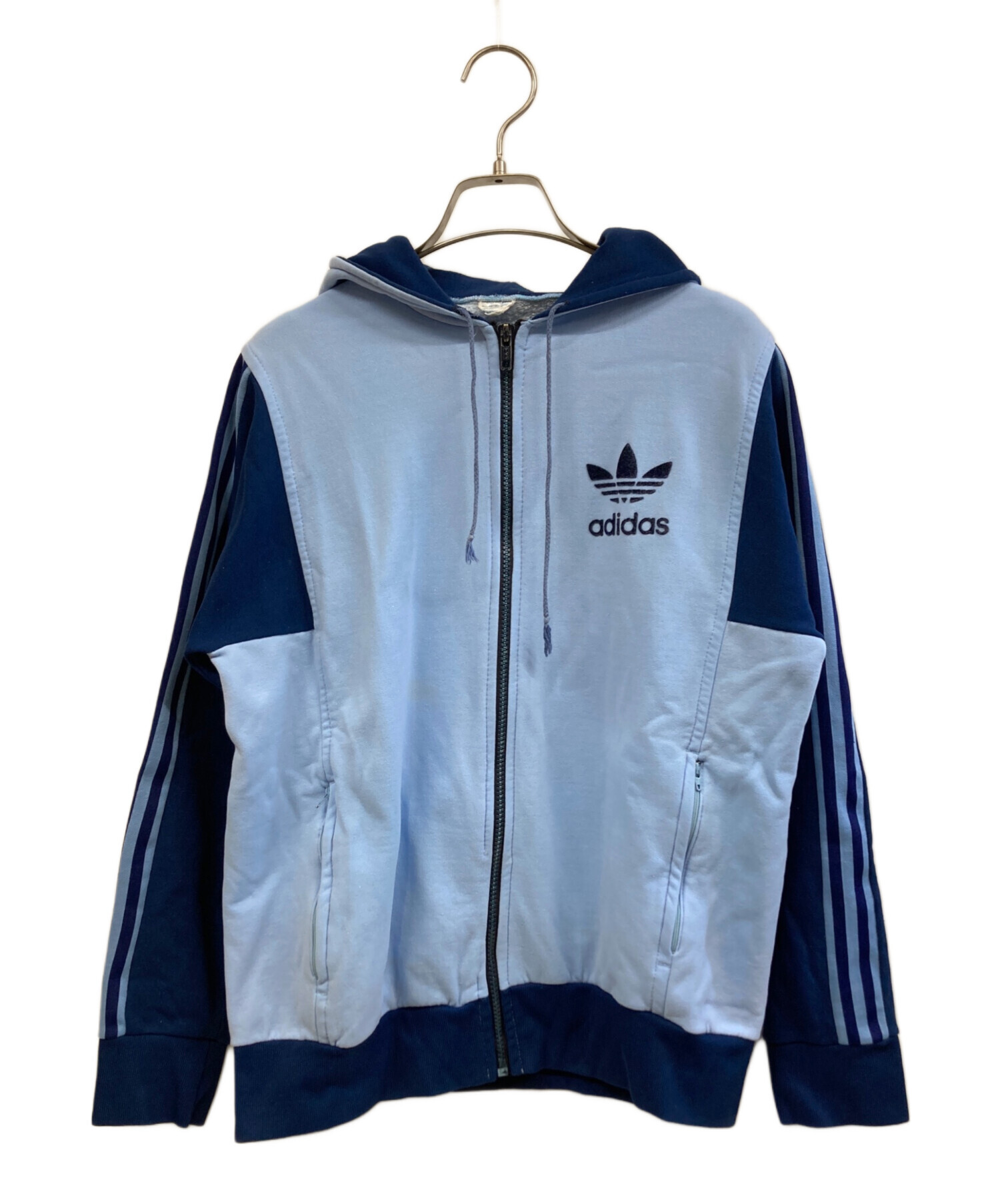 中古・古着通販】adidas (アディダス) ジップパーカー スカイブルー 
