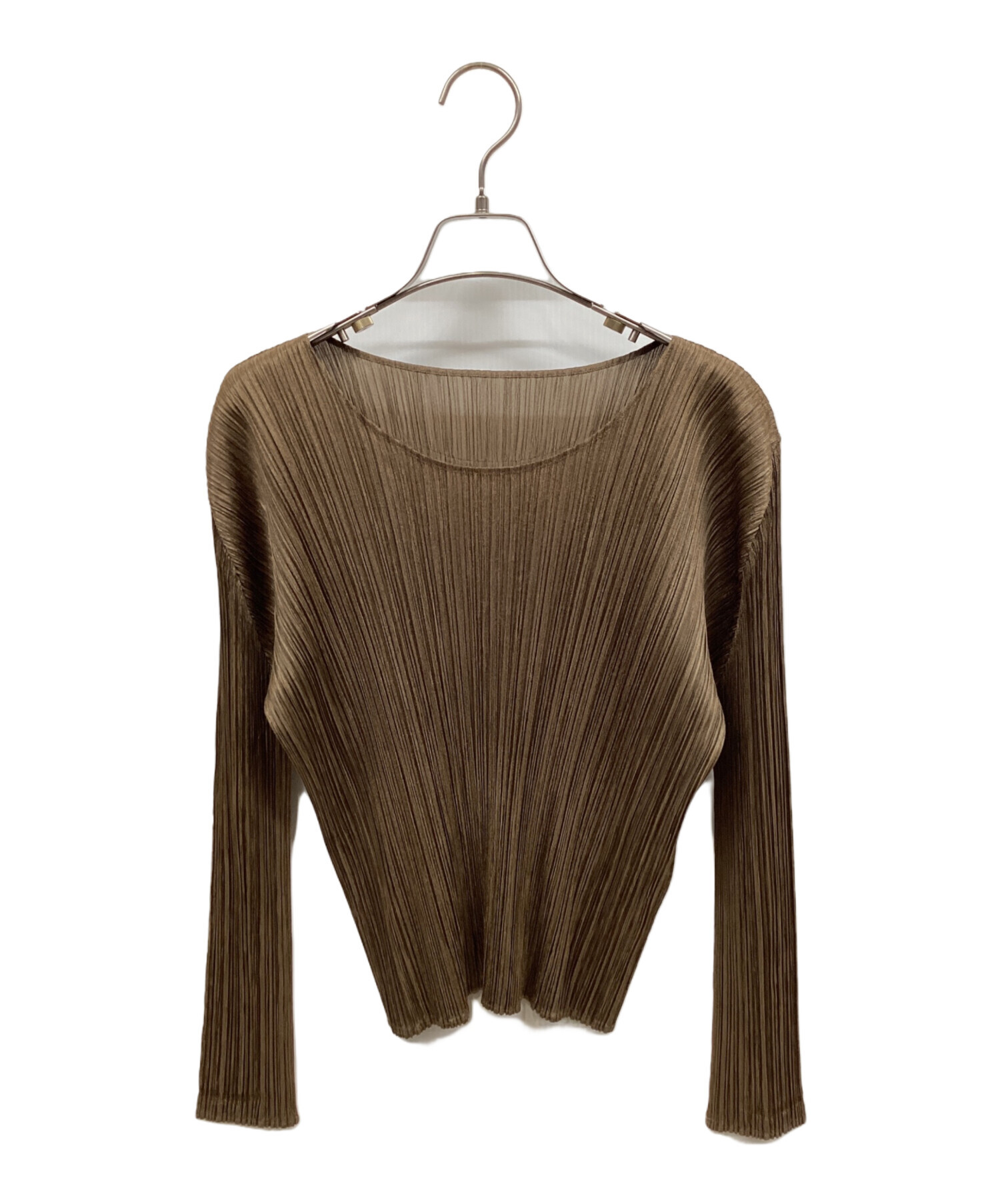 PLEATS PLEASE プリーツプリーズ ゴールドブラウン ロングトップス 中古・古着通販】PLEATS PLEASE (プリーツプリーズ) 長袖カットソー