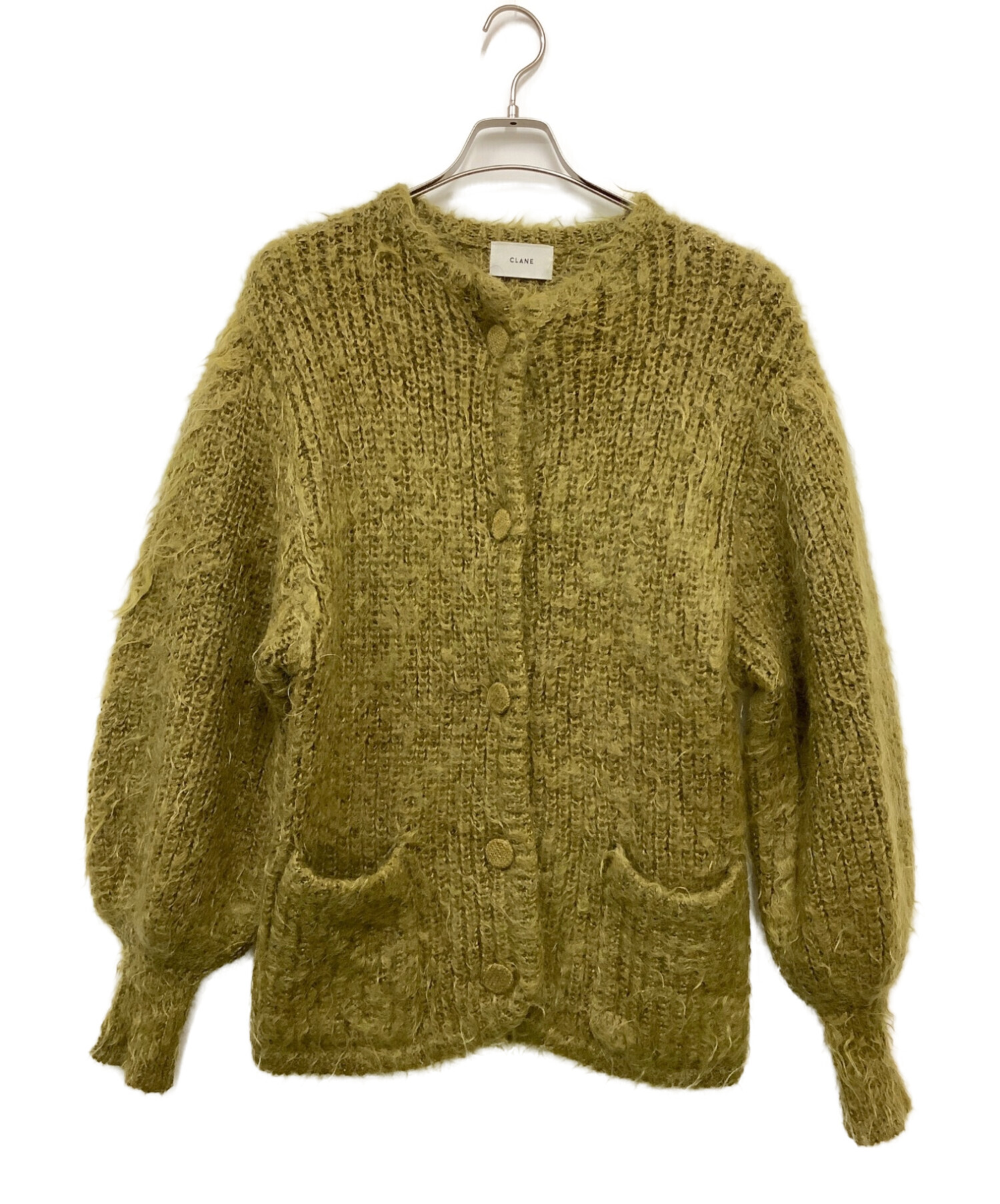 中古・古着通販】CLANE (クラネ) SHAGGY OVER CARDIGAN 黄緑 サイズ:1