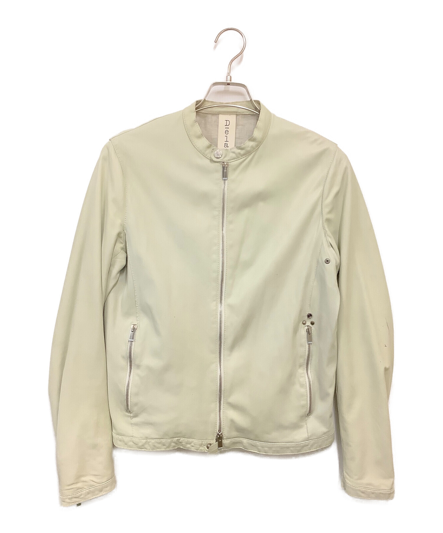 DELAN(イタリア製品)オフホワイトシングルライダースジャケット 中古・古着通販】DELANCI (デランシー) シングルライダースジャケット