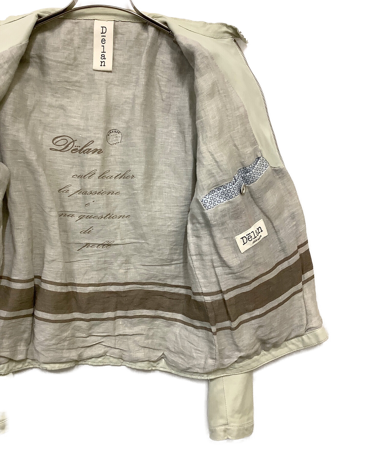 DELAN(イタリア製品)オフホワイトシングルライダースジャケット DELAN