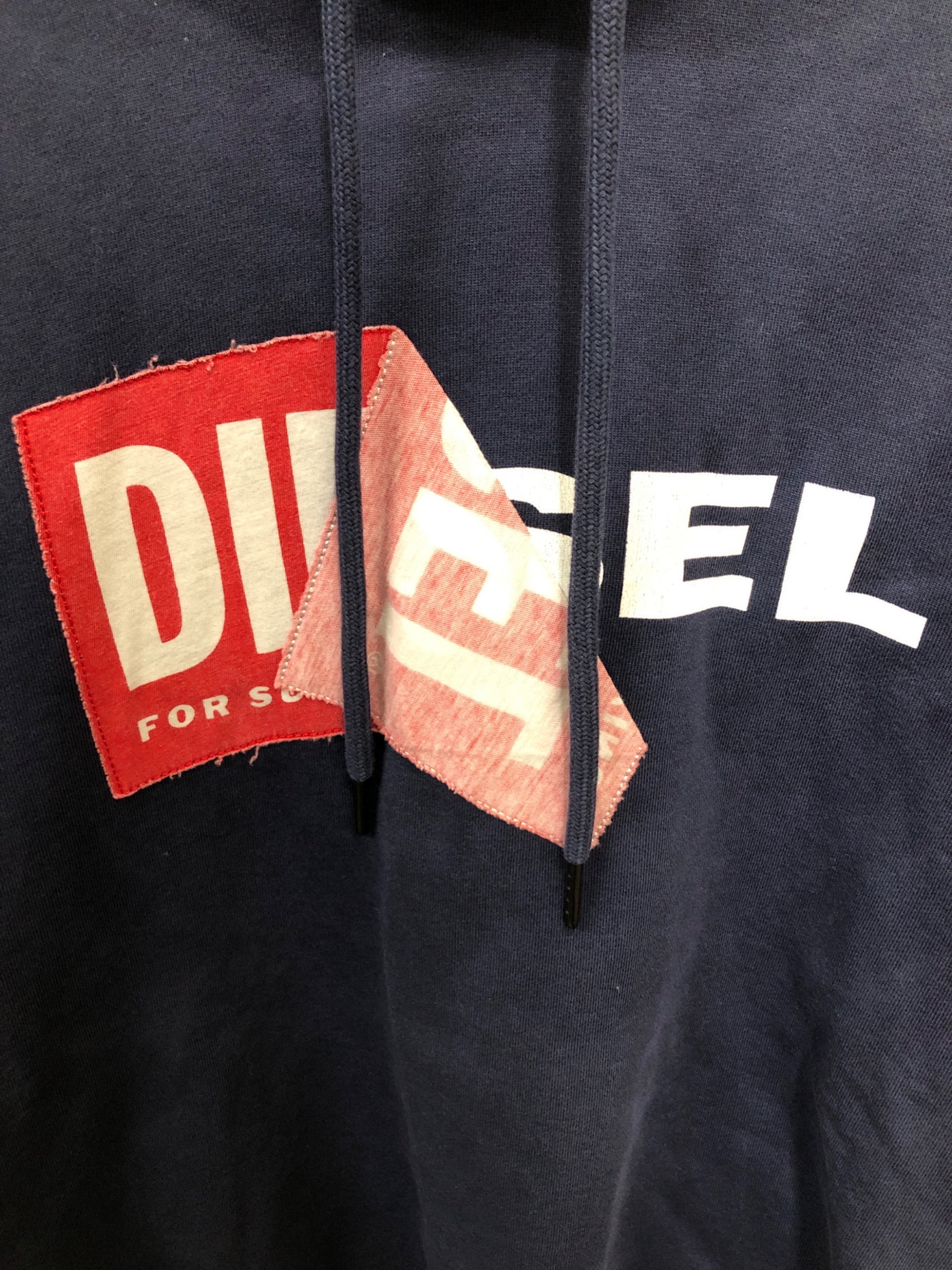 中古・古着通販】DIESEL (ディーゼル) ロゴ刺繍パーカー ネイビー
