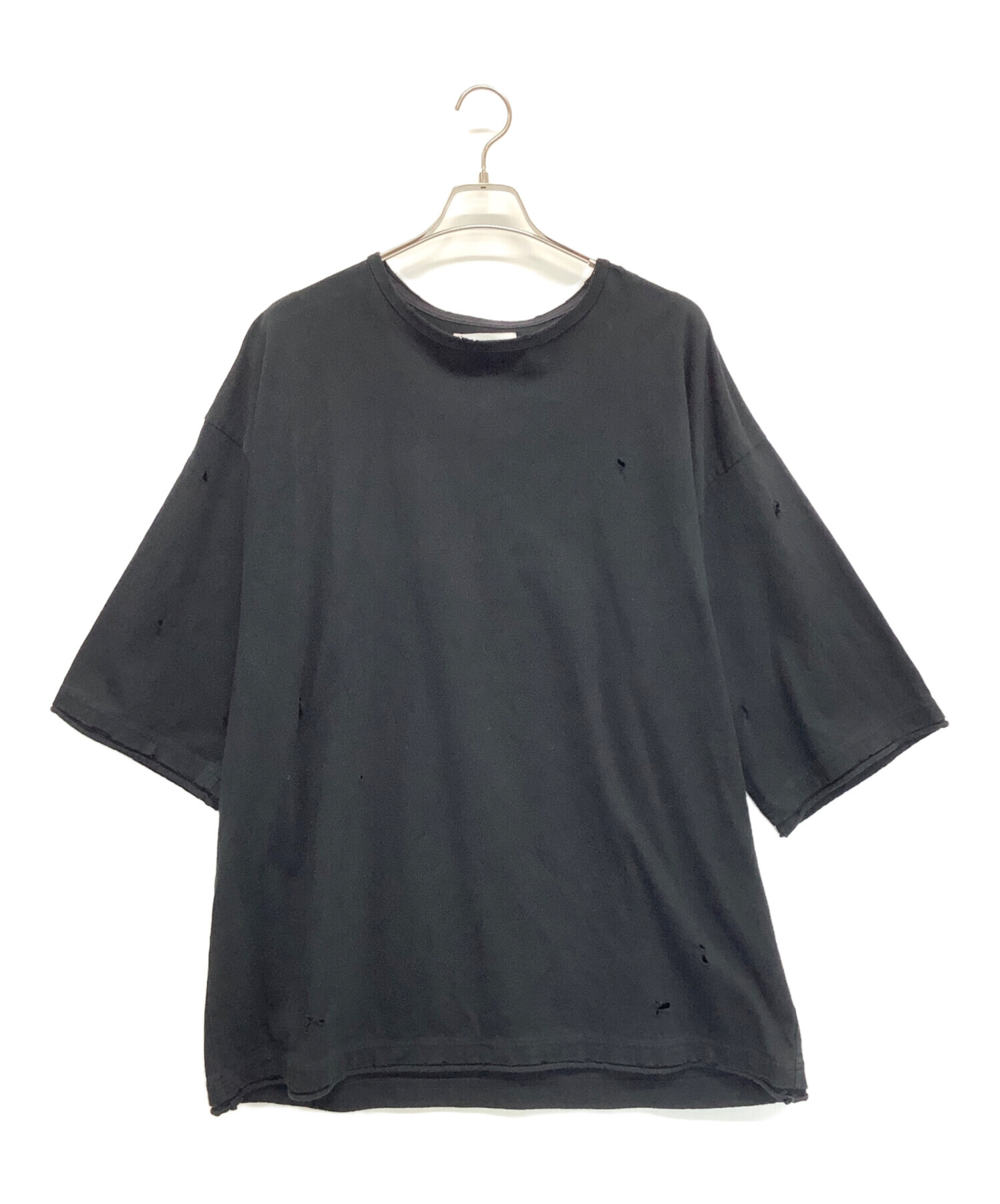 中古・古着通販】TTAGGG (タッグ) ダメージ加工Tシャツ ブラック