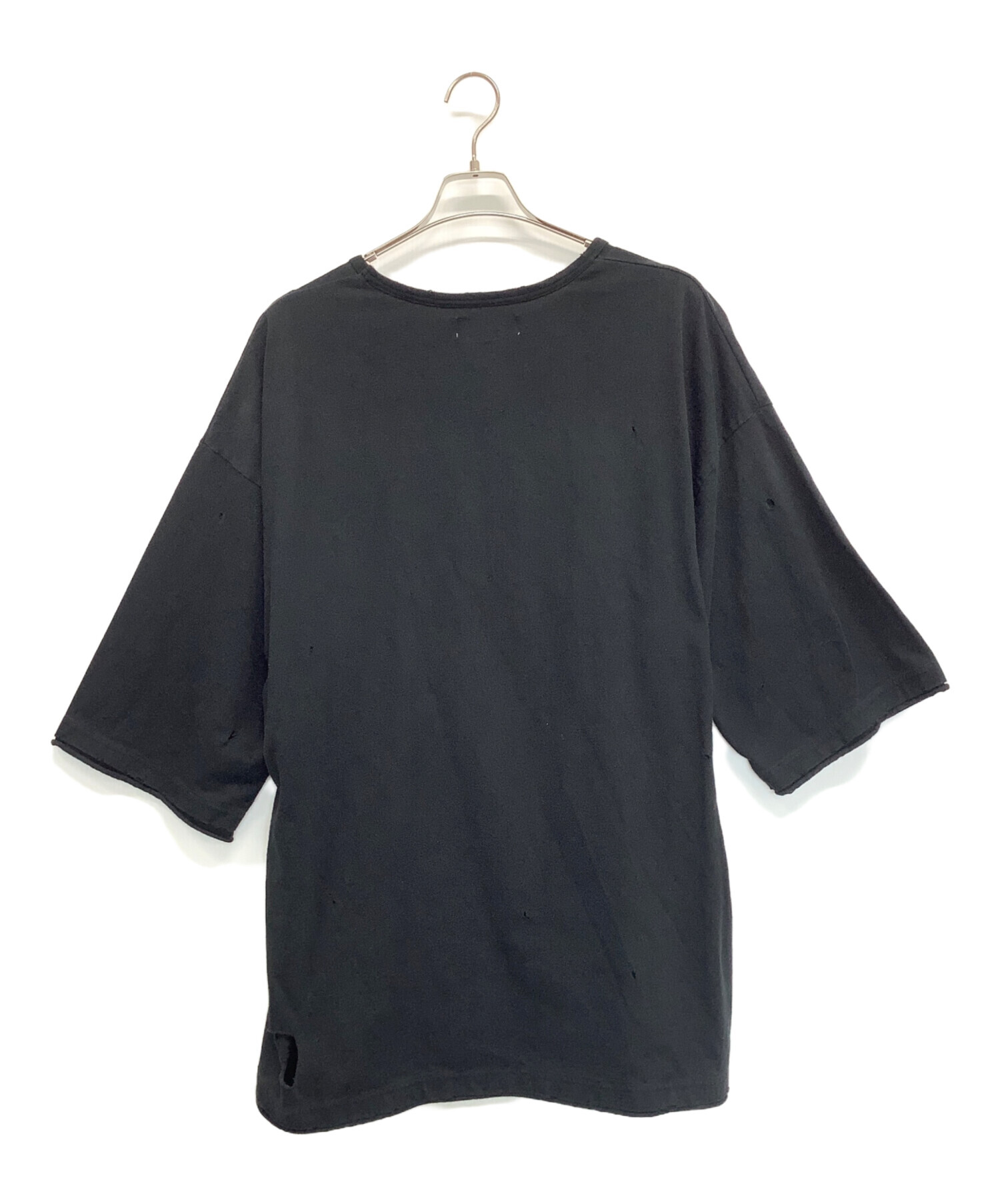 中古・古着通販】TTAGGG (タッグ) ダメージ加工Tシャツ ブラック