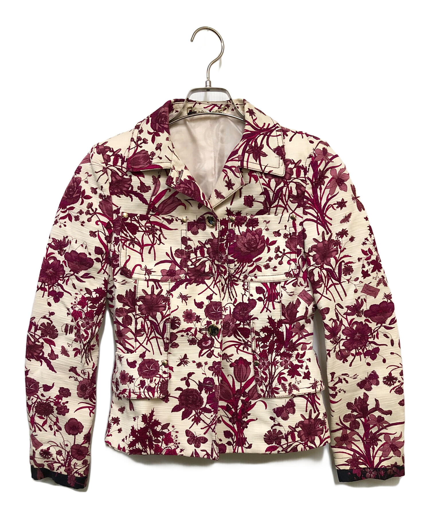 中古・古着通販】GUCCI (グッチ) 花柄ジャケット ピンク×ホワイト