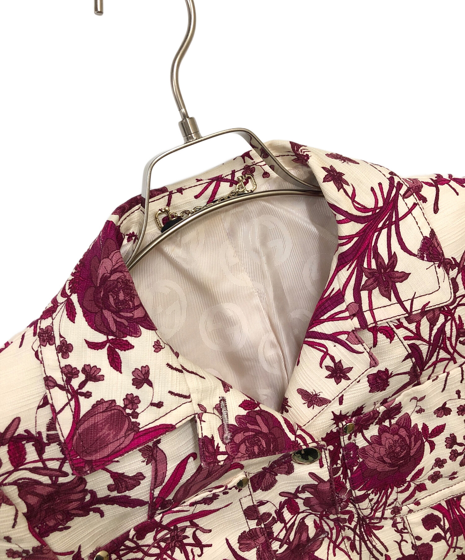 中古・古着通販】GUCCI (グッチ) 花柄ジャケット ピンク×ホワイト