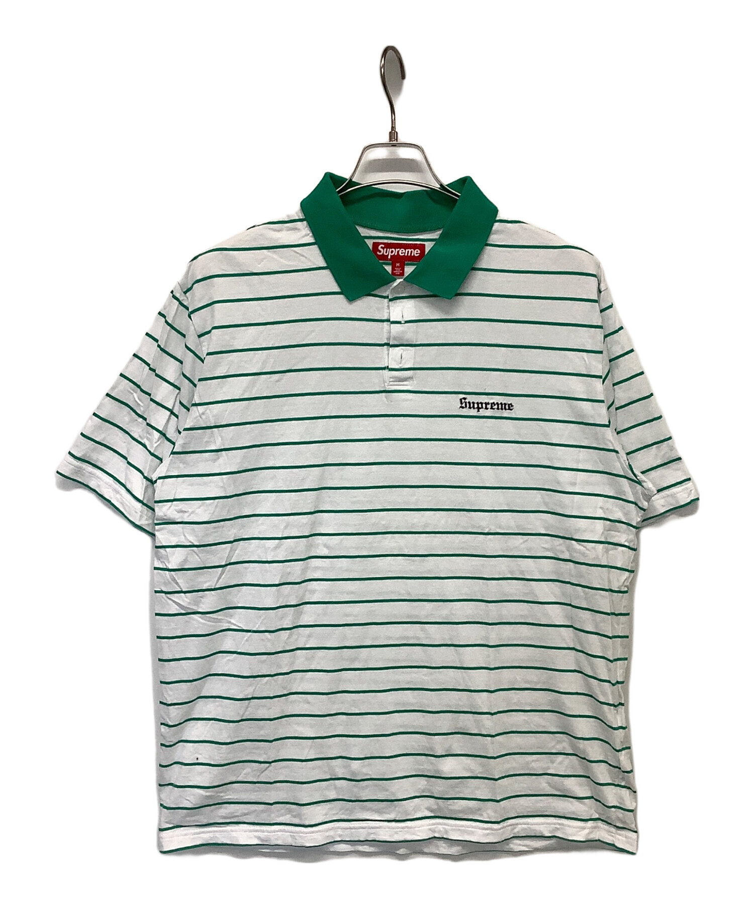 Supreme MLVINS ポロシャツ ホワイト/グリーン 中古・古着通販】Supreme (シュプリーム) Melvins Stripe ポロシャツ